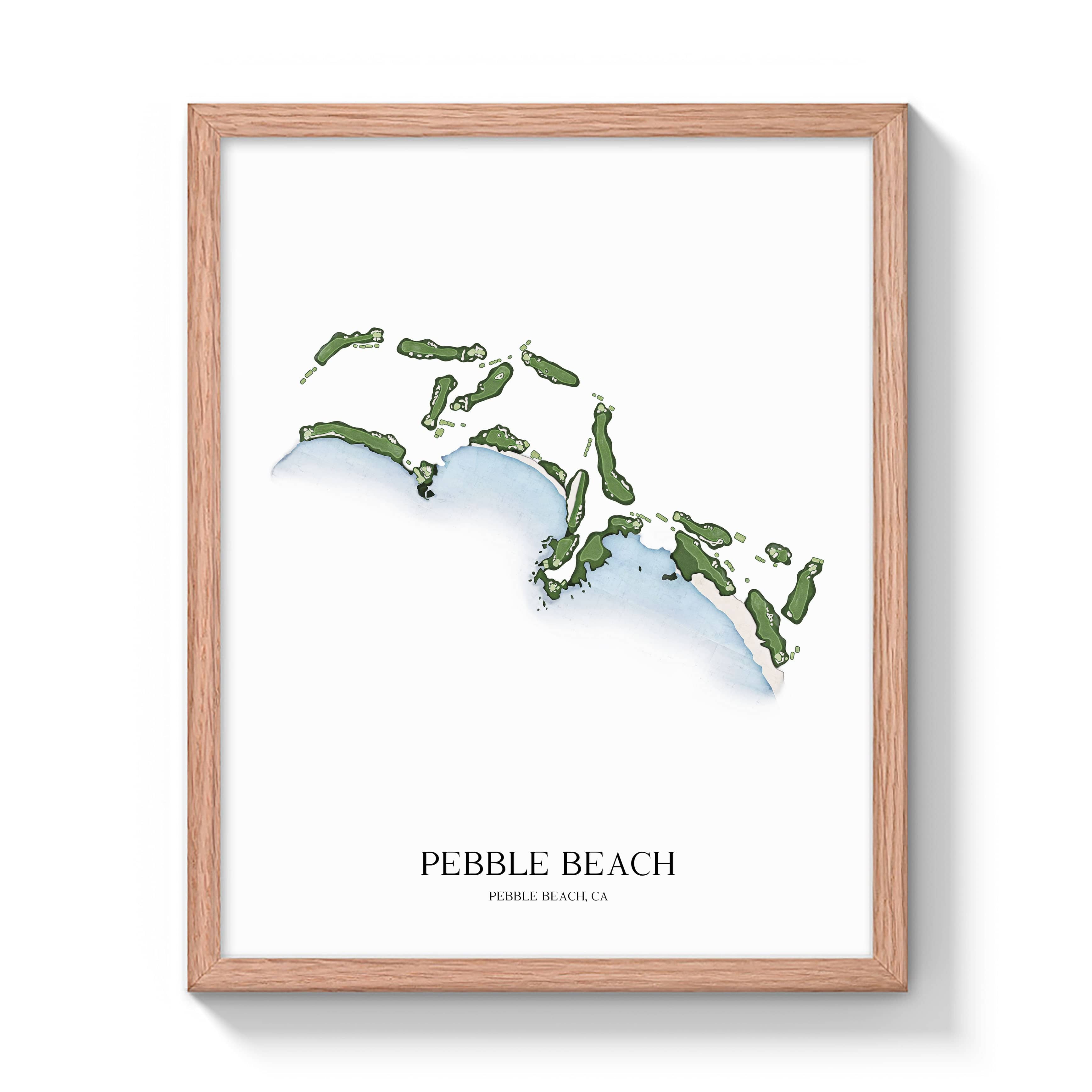 The 19th Hole Golf Shop - Golf Course Prints -  Pebble Beach Golf Course Map Golf Map