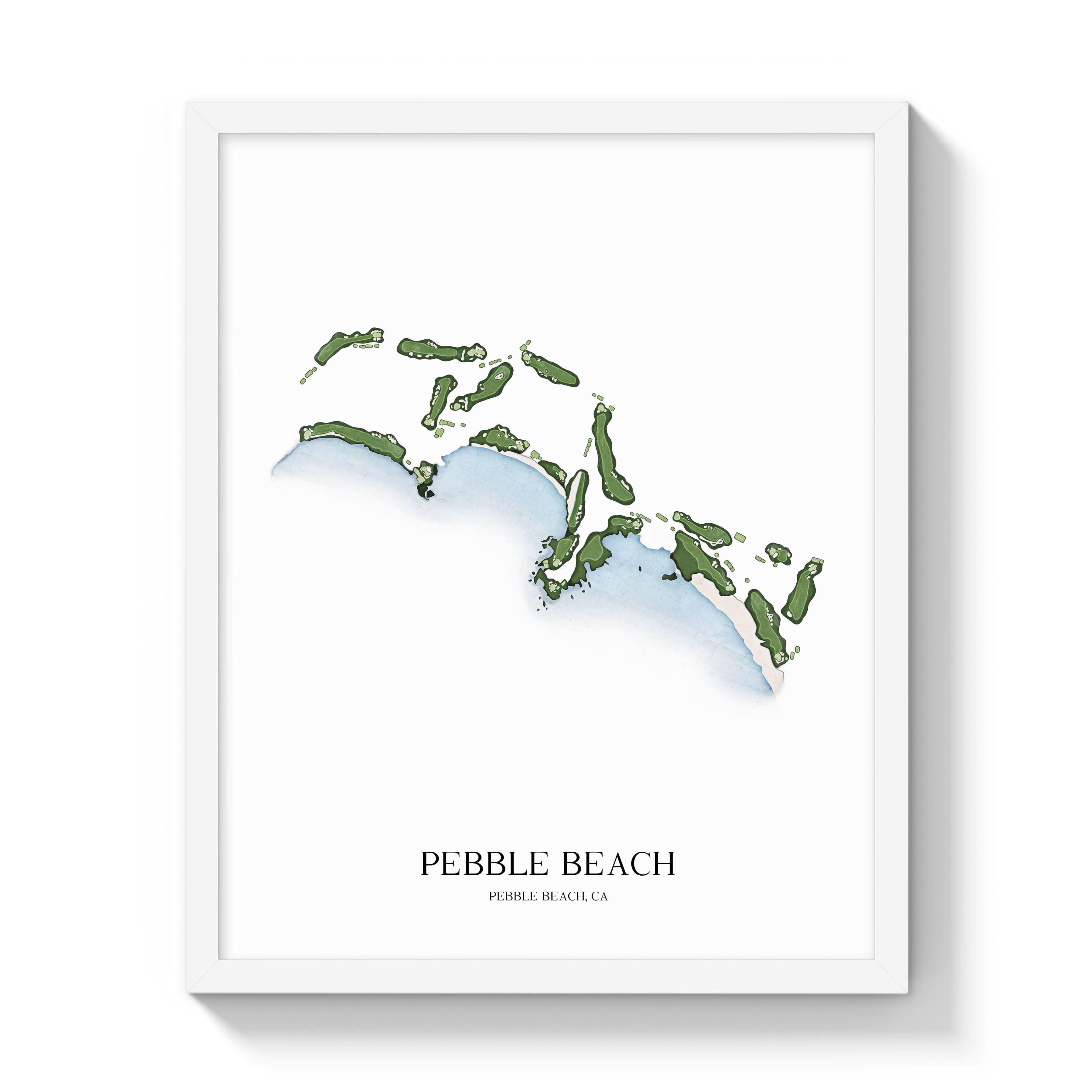 The 19th Hole Golf Shop - Golf Course Prints -  Pebble Beach Golf Course Map Golf Map