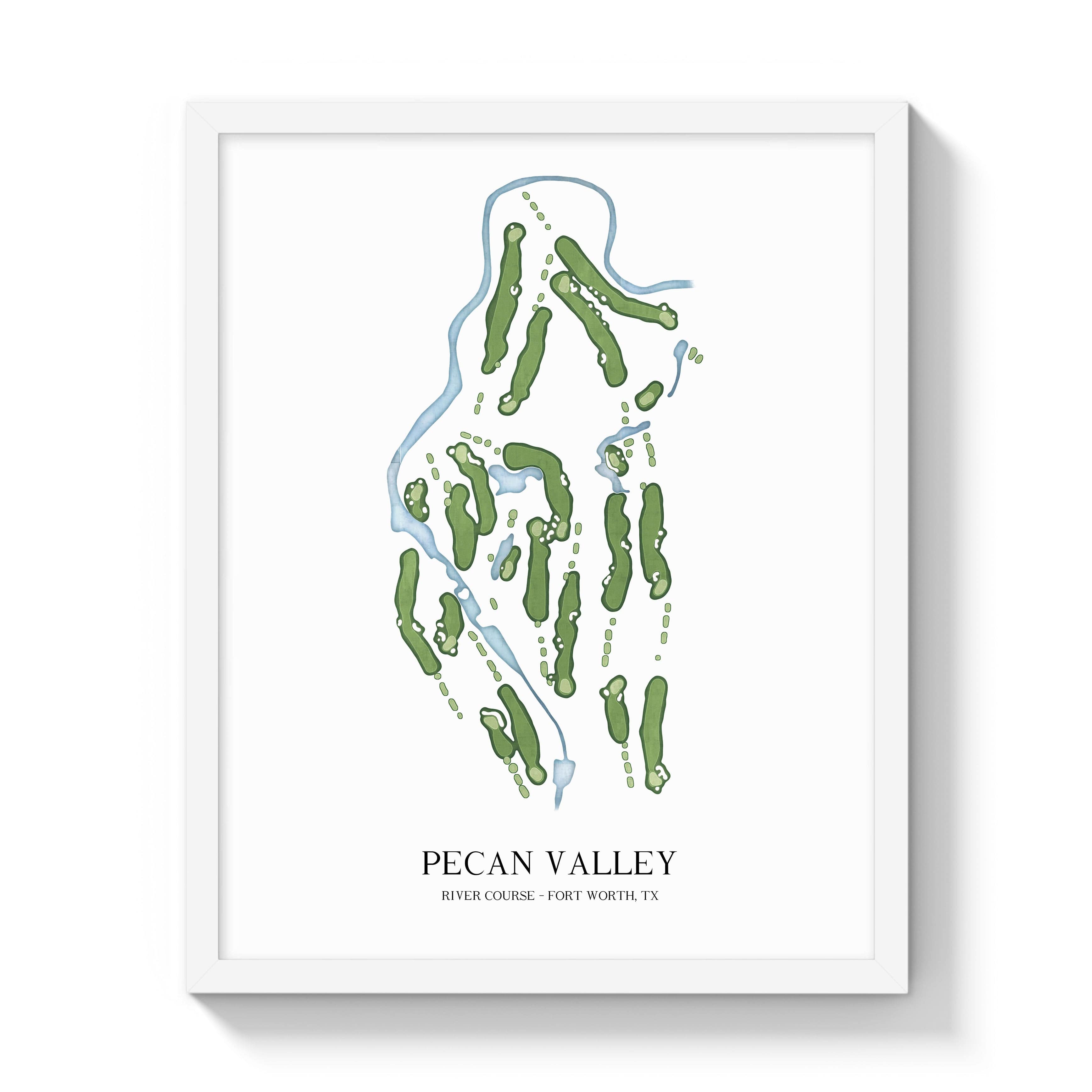 The 19th Hole Golf Shop - Golf Course Prints -  Pecan Valley - River Course Golf Course Map Golf Map