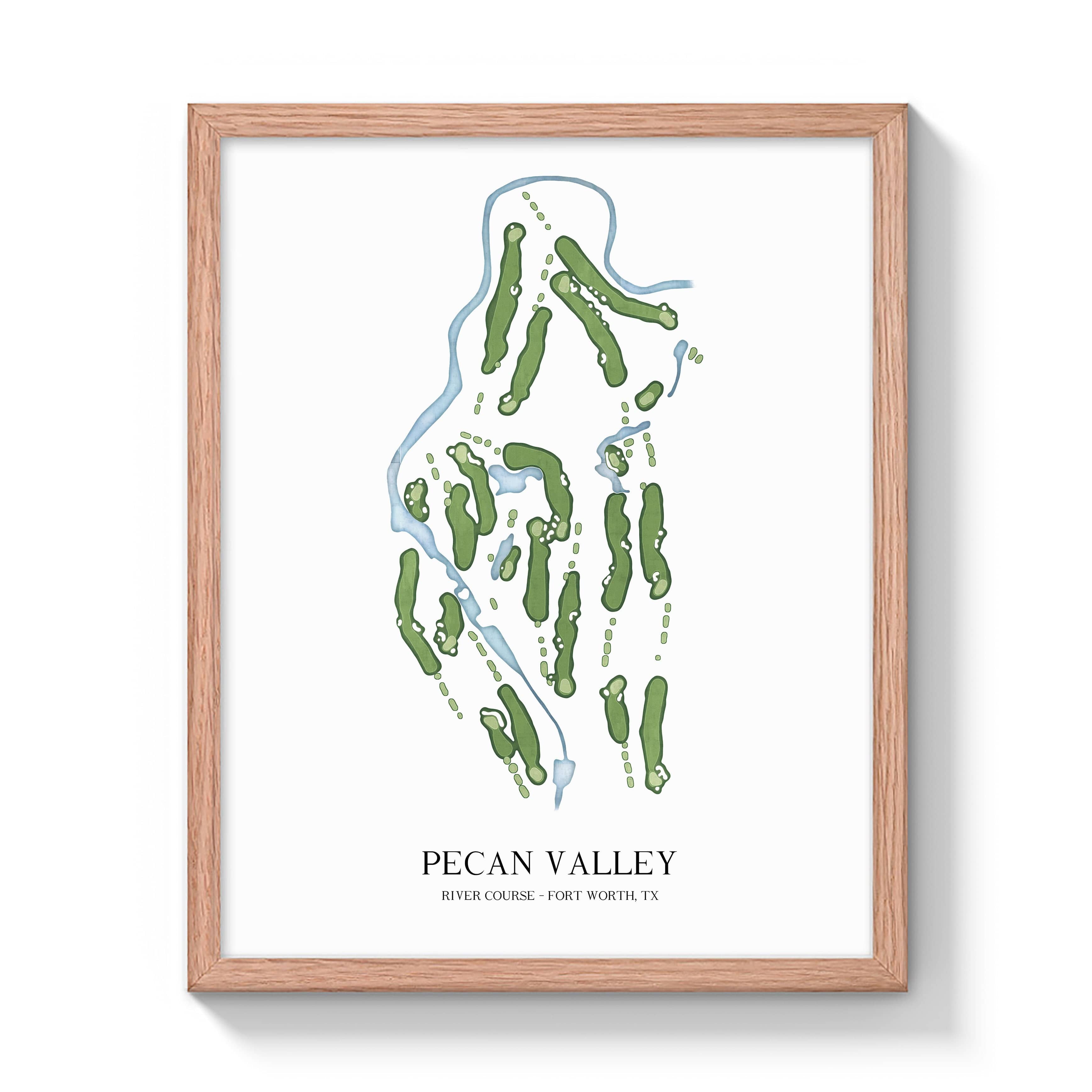 The 19th Hole Golf Shop - Golf Course Prints -  Pecan Valley - River Course Golf Course Map Golf Map