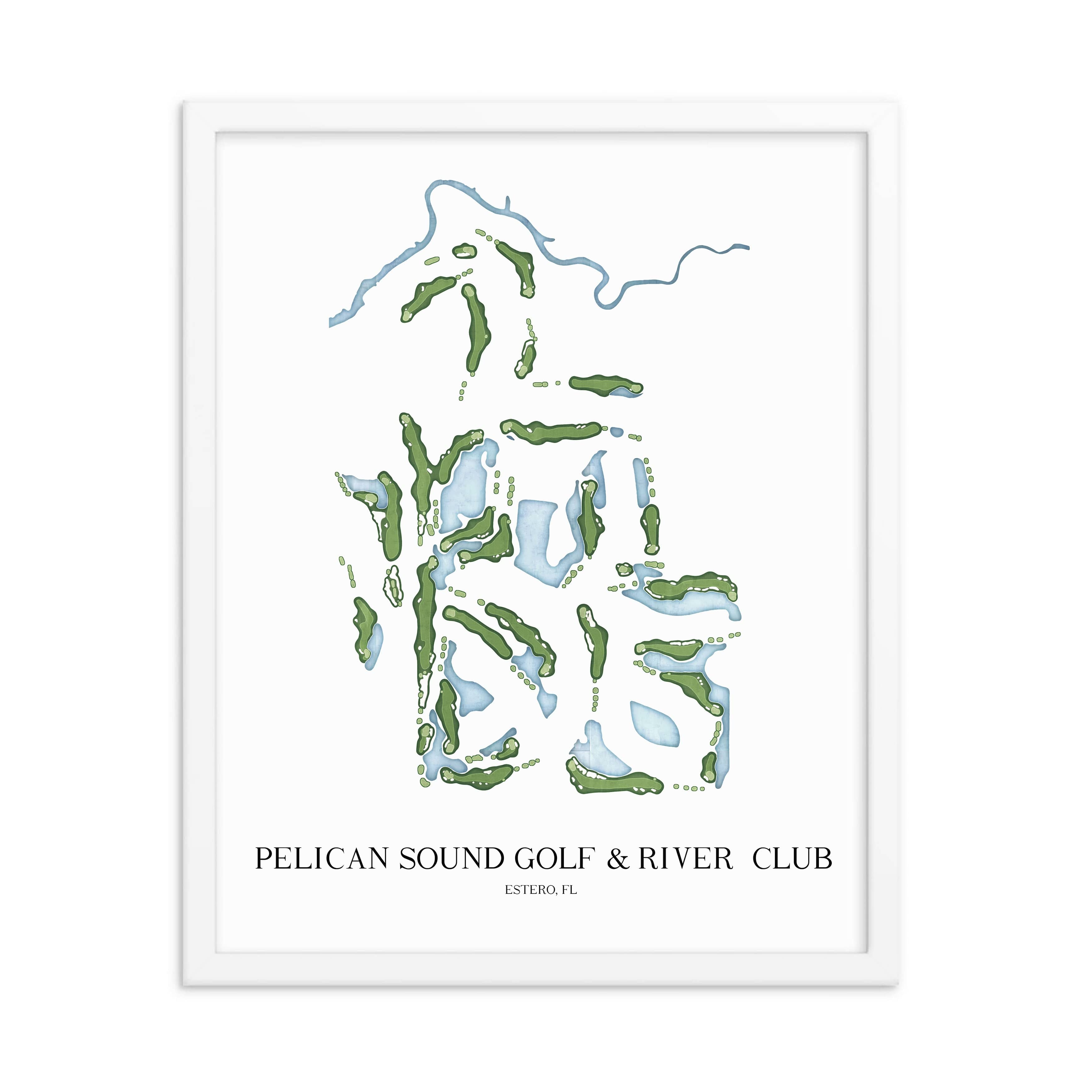 The 19th Hole Golf Shop - Golf Course Prints -  Pelican Sound Golf and River Club Golf Course Map Golf Map