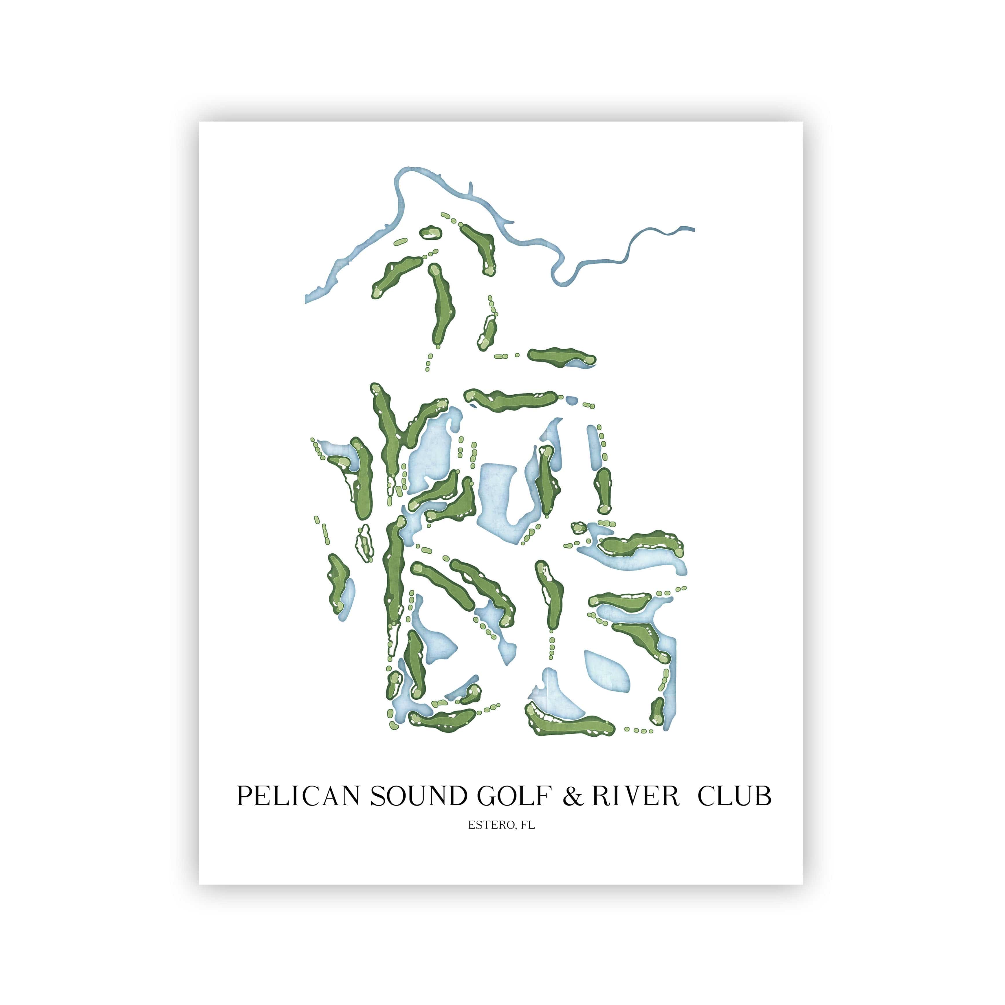 The 19th Hole Golf Shop - Golf Course Prints -  Pelican Sound Golf and River Club Golf Course Map Golf Map