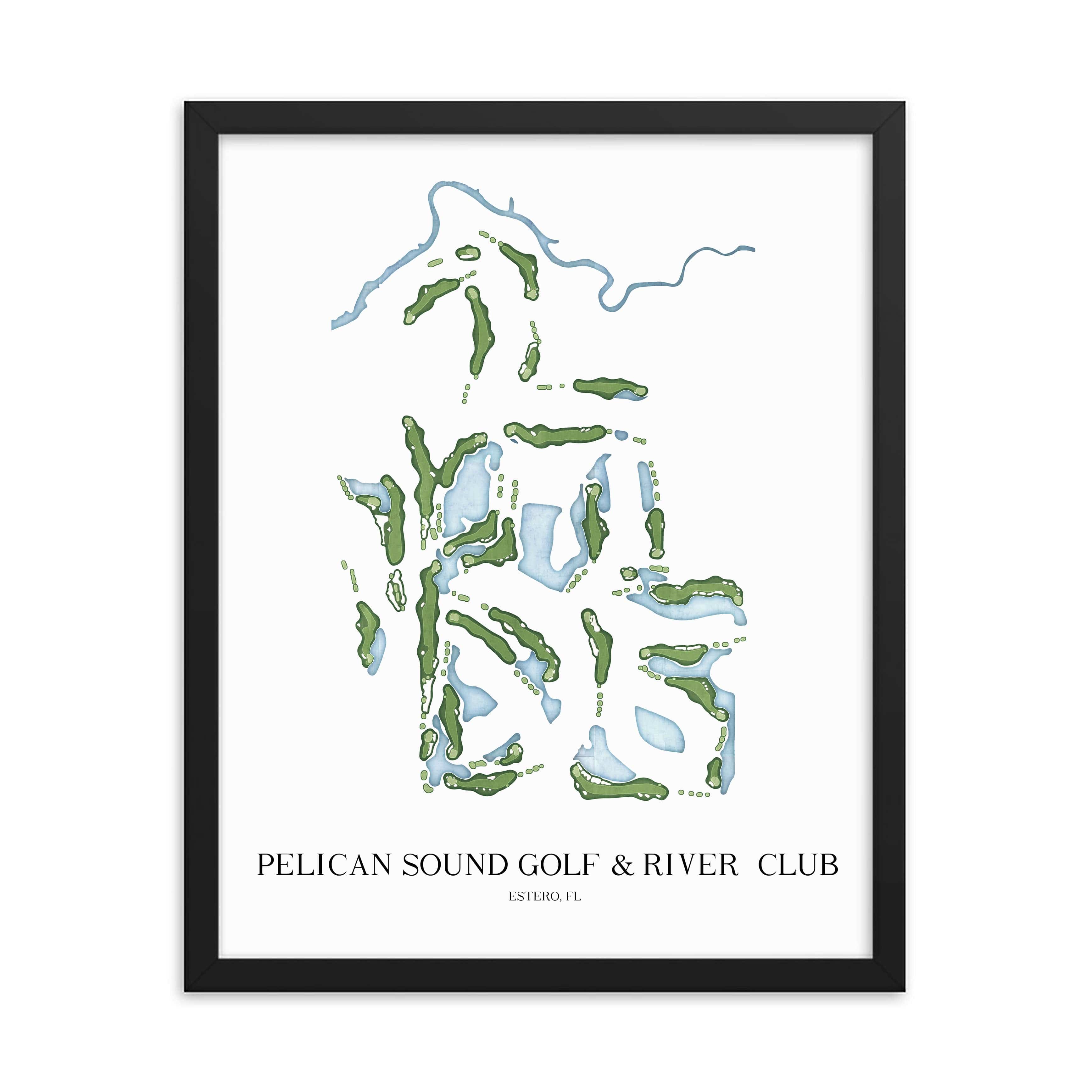 The 19th Hole Golf Shop - Golf Course Prints -  Pelican Sound Golf and River Club Golf Course Map Golf Map