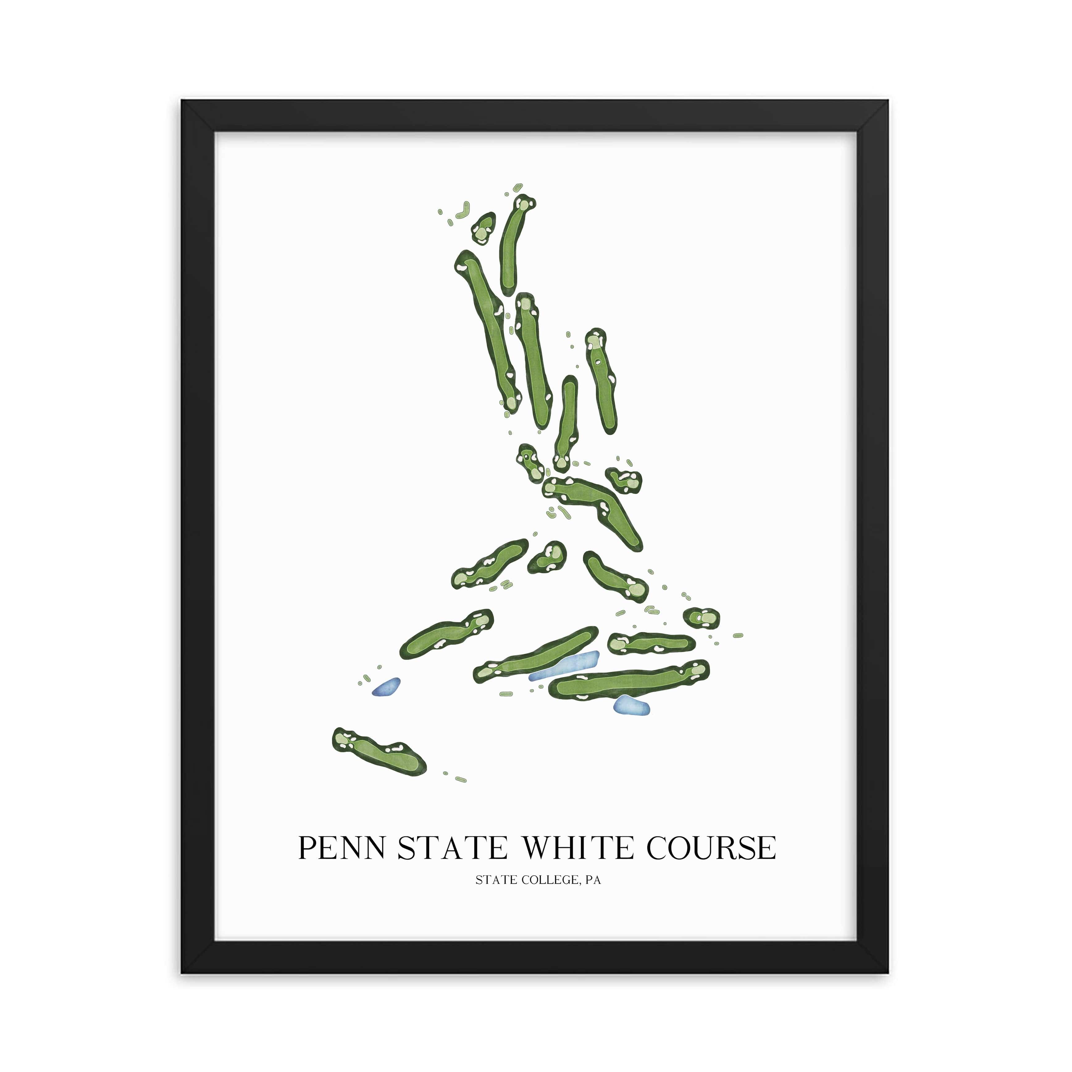 The 19th Hole Golf Shop - Golf Course Prints -  Penn State White Course Golf Course Map