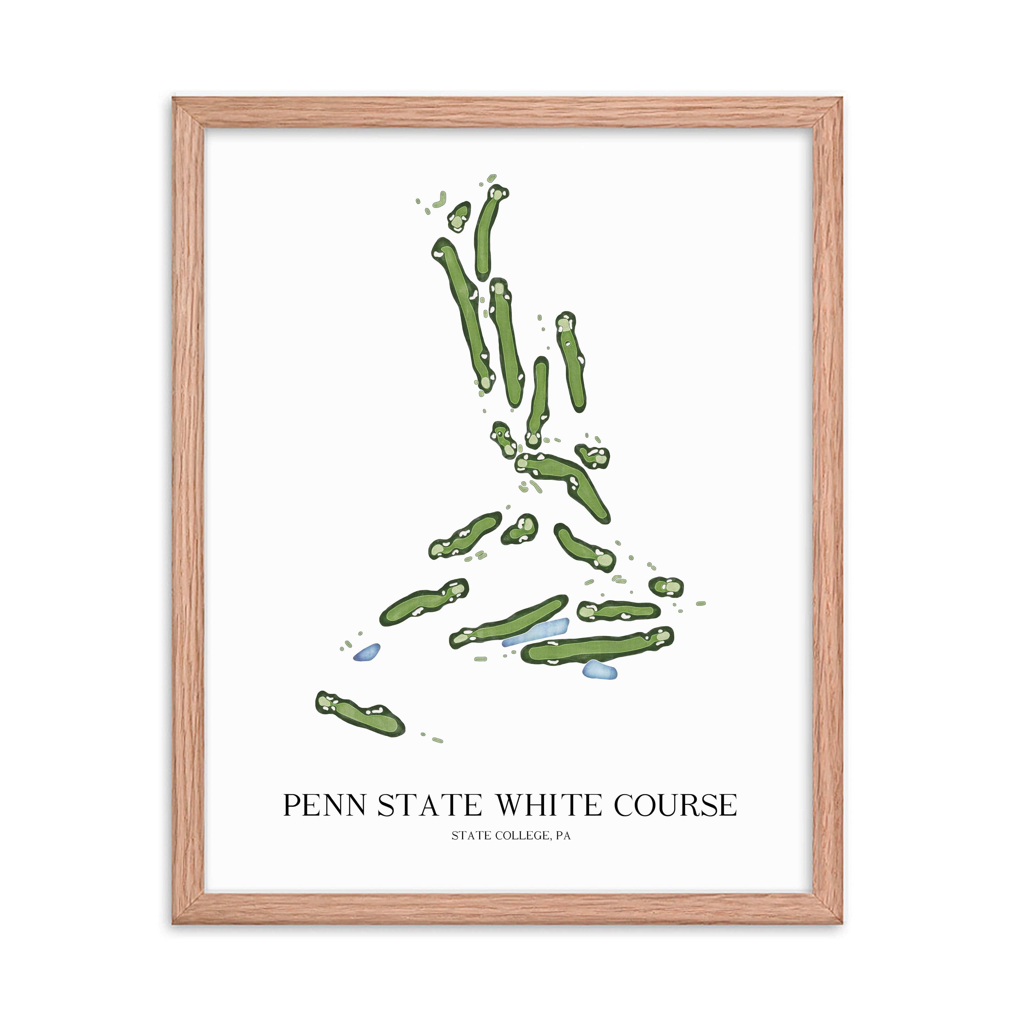 The 19th Hole Golf Shop - Golf Course Prints -  Penn State White Course Golf Course Map