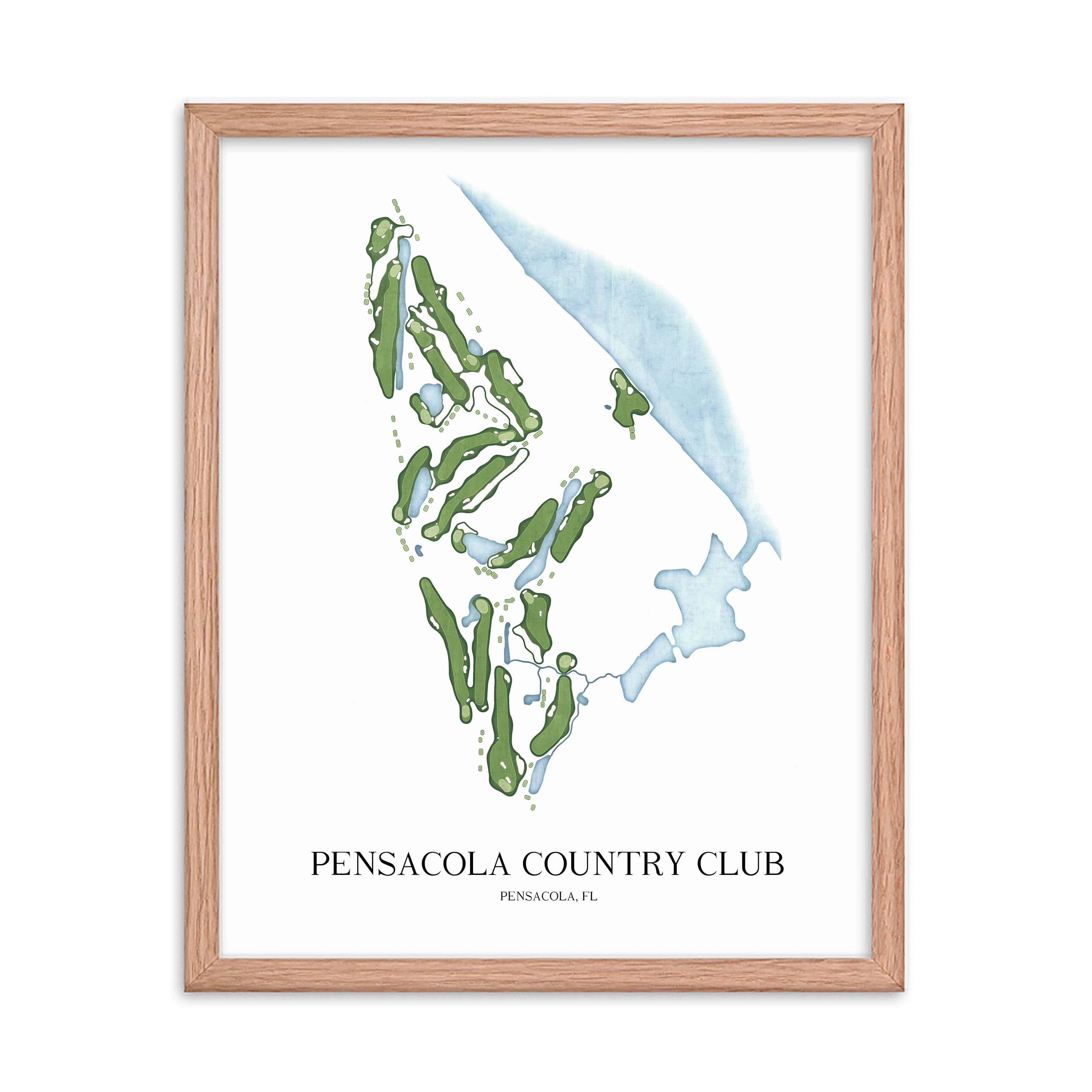 The 19th Hole Golf Shop - Golf Course Prints -  Pensacola Country Club Golf Course Map Golf Map