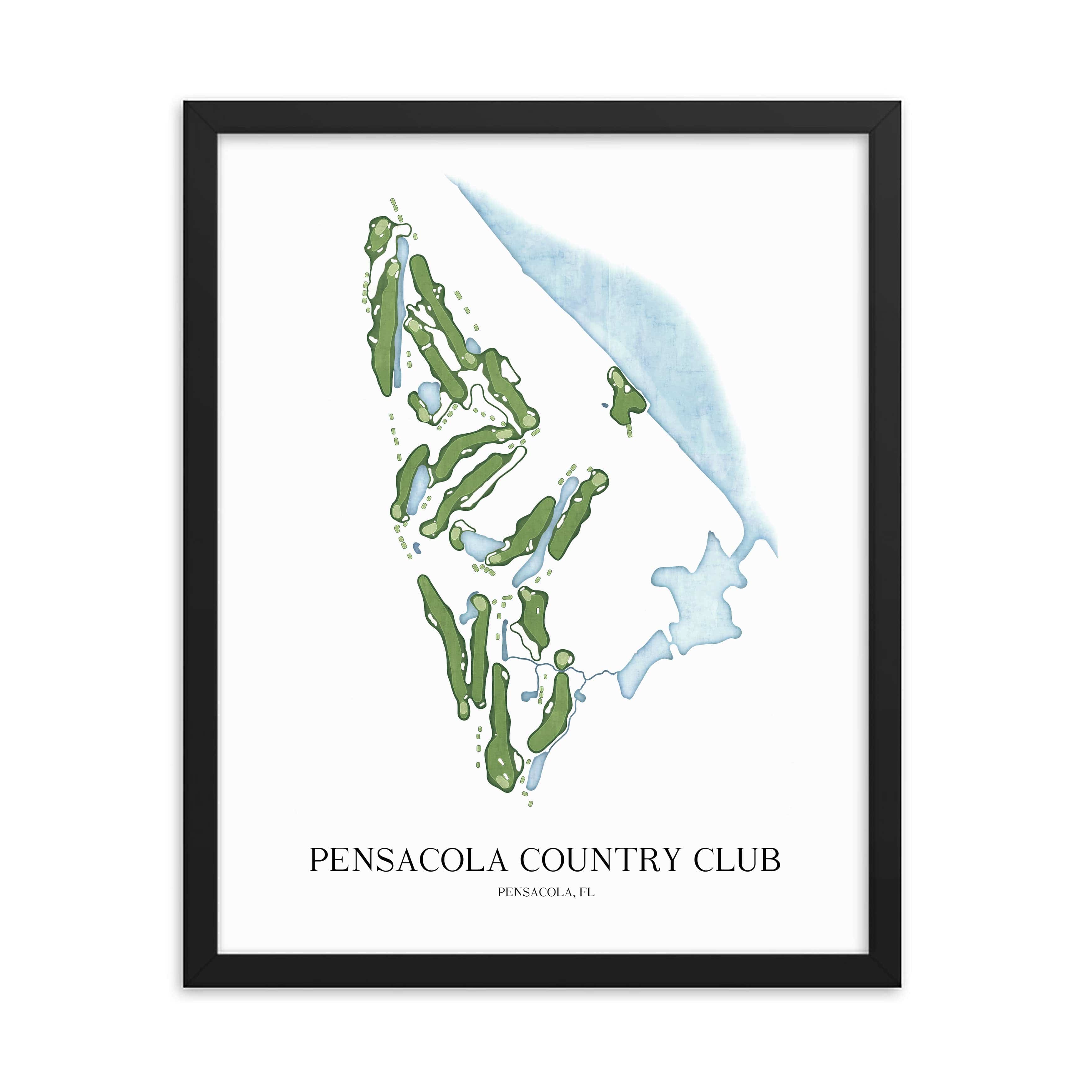 The 19th Hole Golf Shop - Golf Course Prints -  Pensacola Country Club Golf Course Map Golf Map