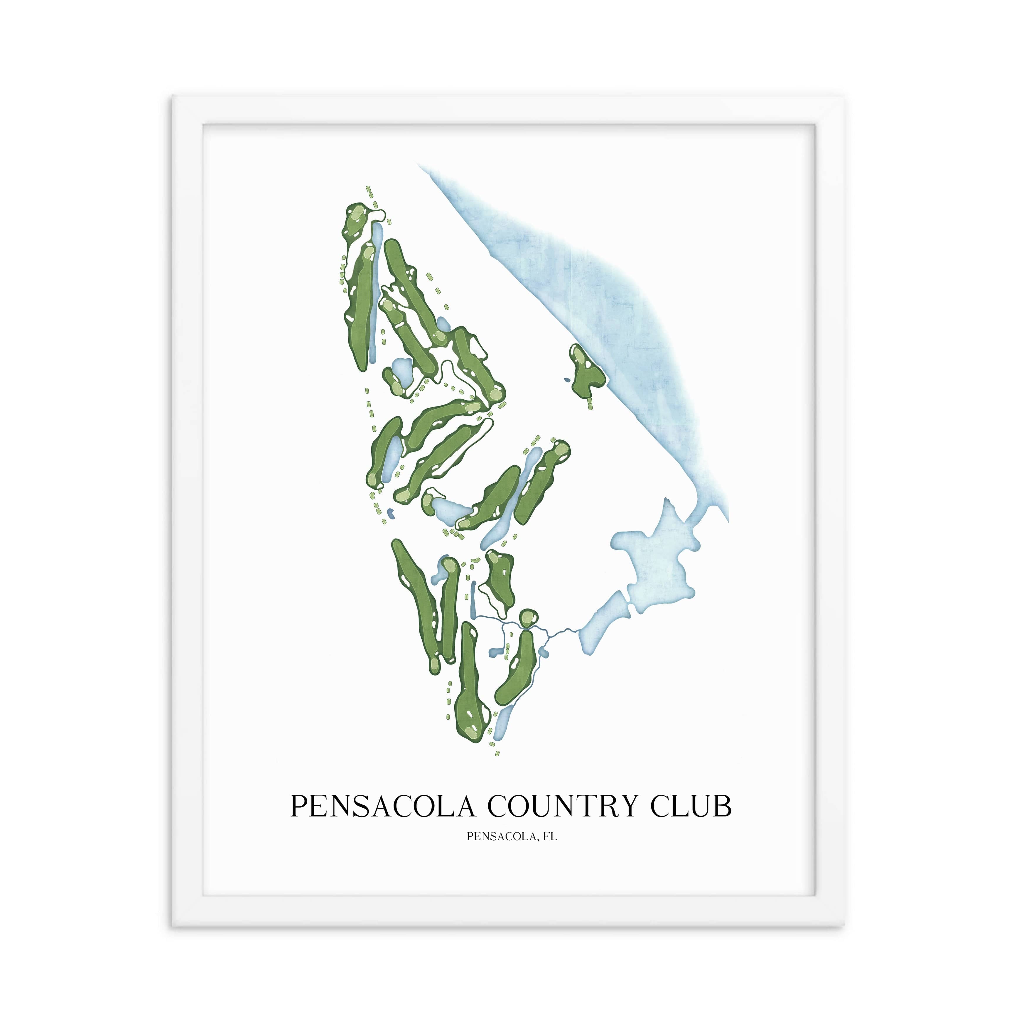 The 19th Hole Golf Shop - Golf Course Prints -  Pensacola Country Club Golf Course Map Golf Map