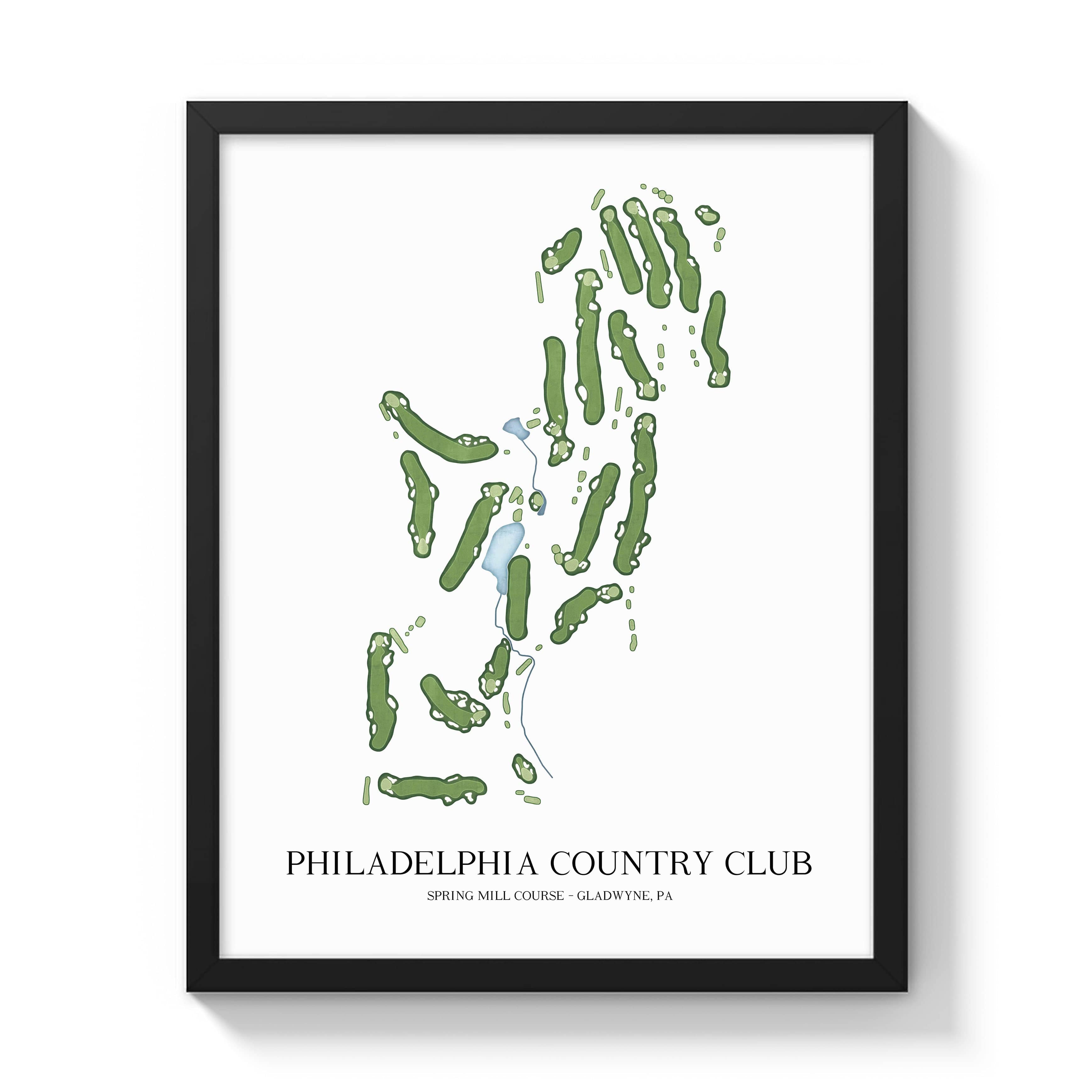 The 19th Hole Golf Shop - Golf Course Prints -  Philadelphia Country Club - Spring Mill Golf Course Map Golf Map