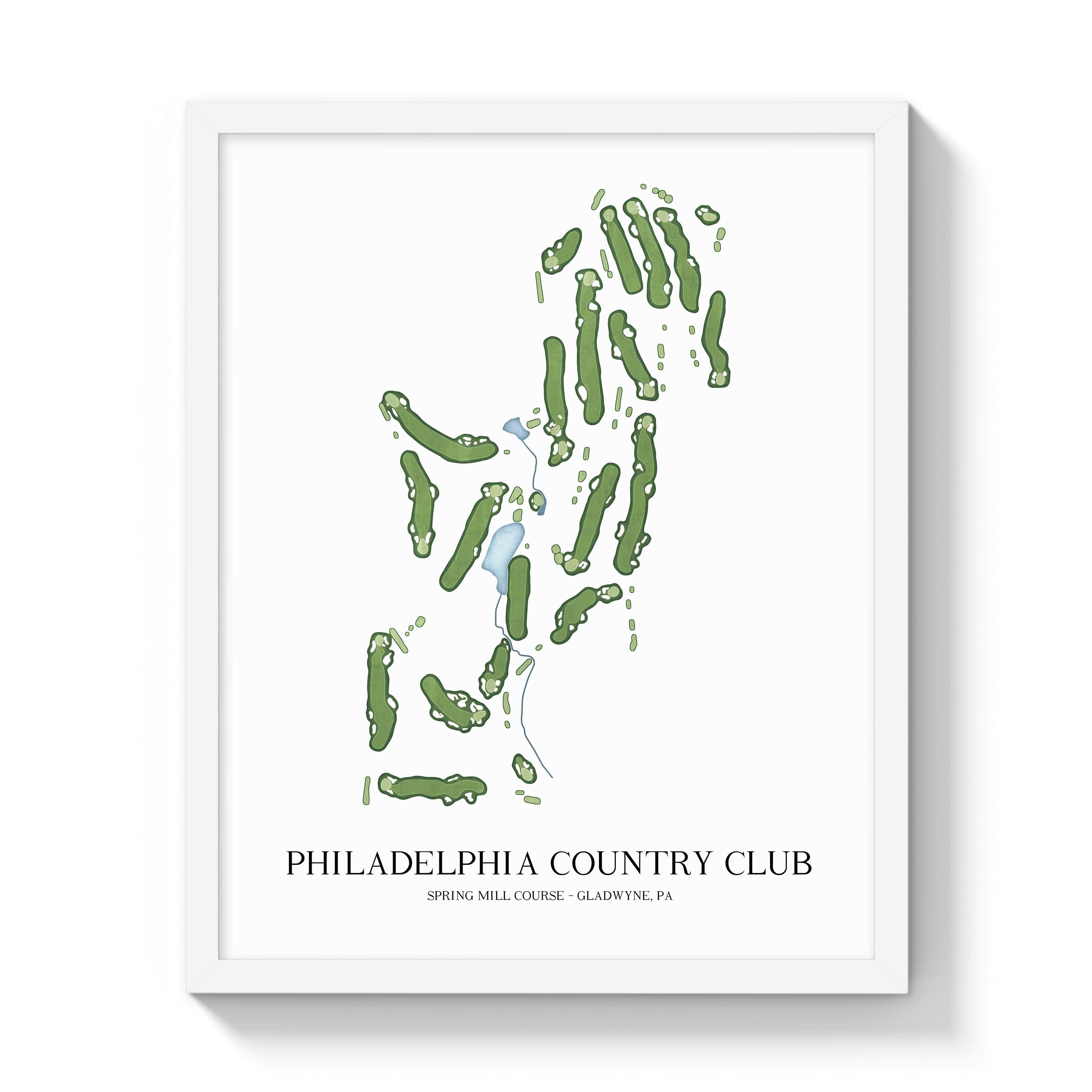 The 19th Hole Golf Shop - Golf Course Prints -  Philadelphia Country Club - Spring Mill Golf Course Map Golf Map