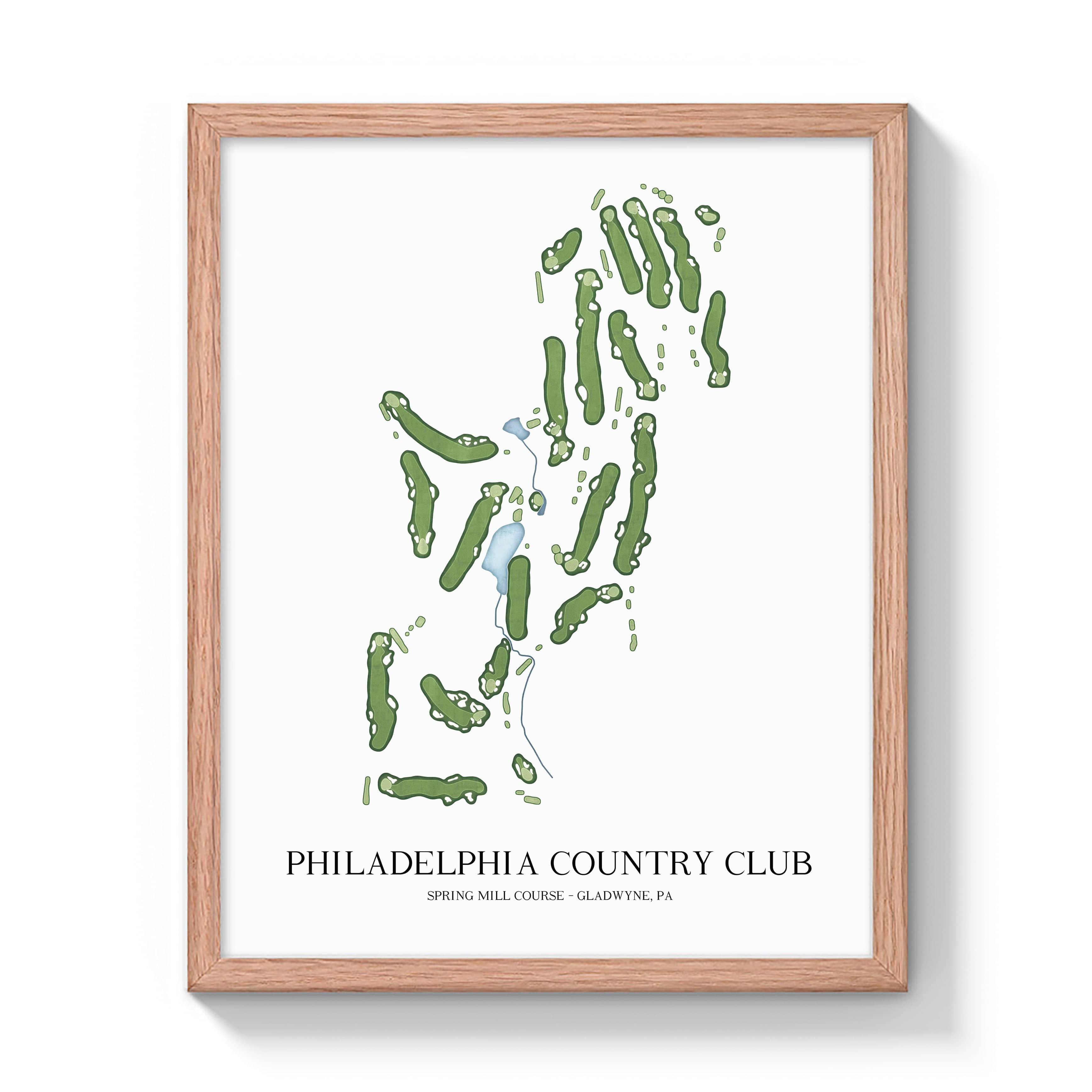 The 19th Hole Golf Shop - Golf Course Prints -  Philadelphia Country Club - Spring Mill Golf Course Map Golf Map