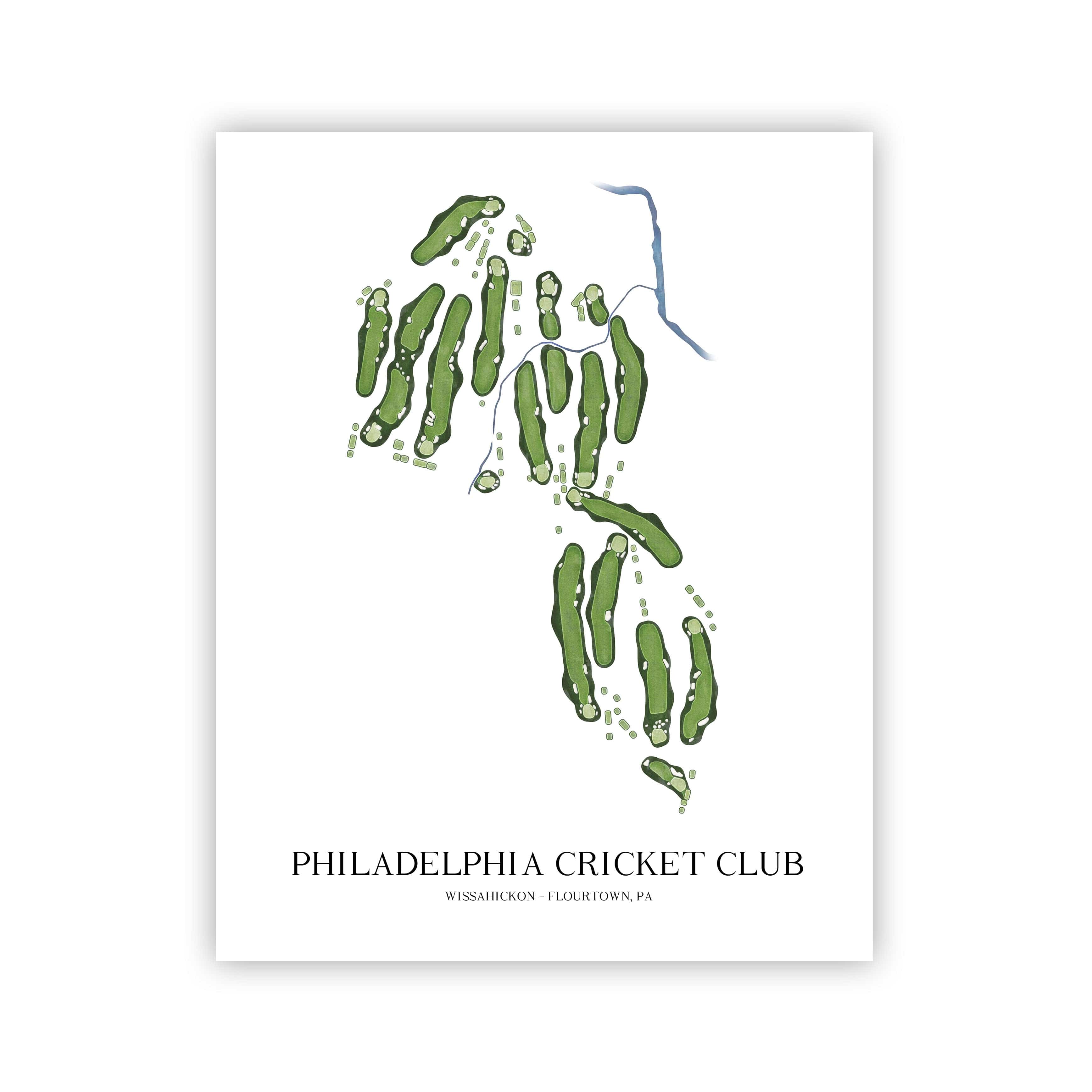 The 19th Hole Golf Shop - Golf Course Prints -  Philadelphia Cricket Club - Wissahickon Golf Course Map Golf Map