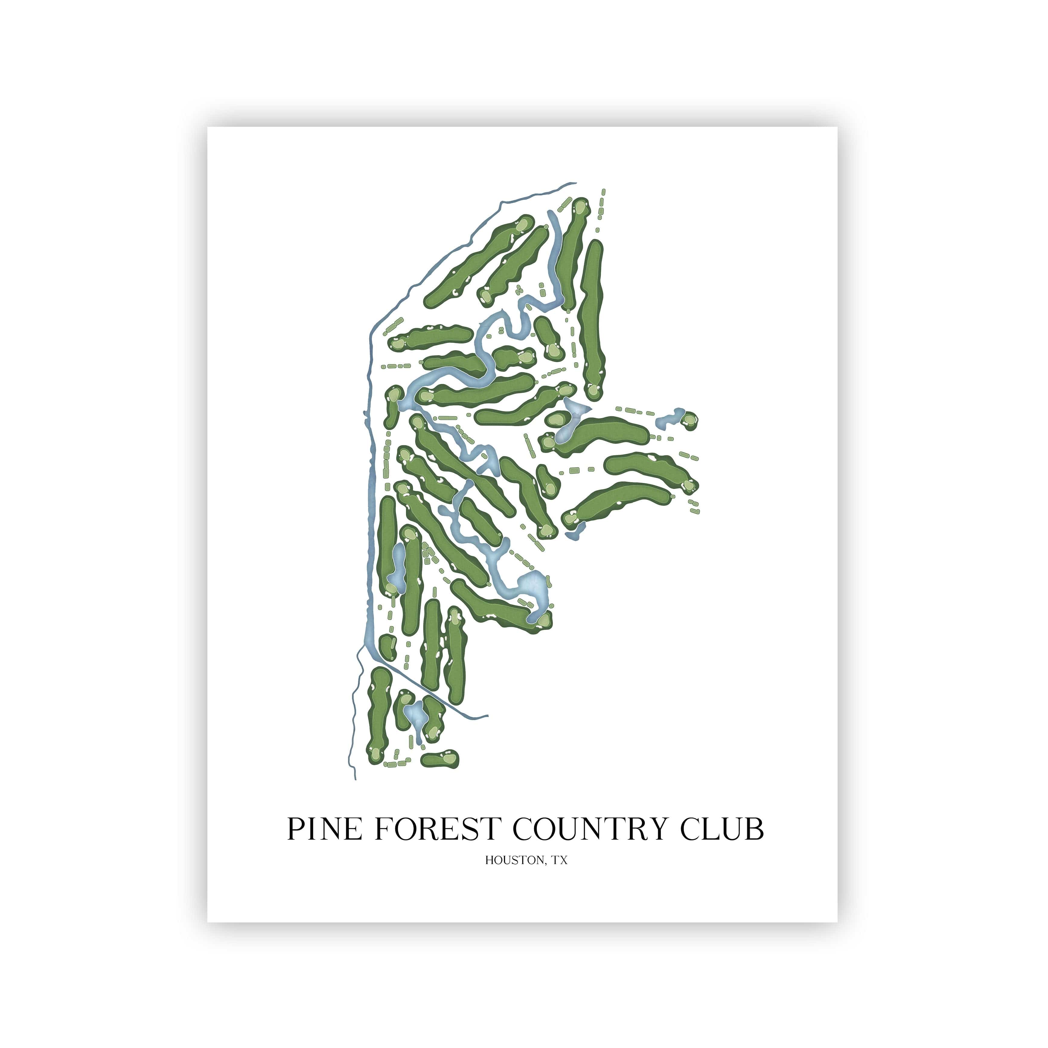 The 19th Hole Golf Shop - Golf Course Prints -  Pine Forest Country Club Golf Course Map Golf Map