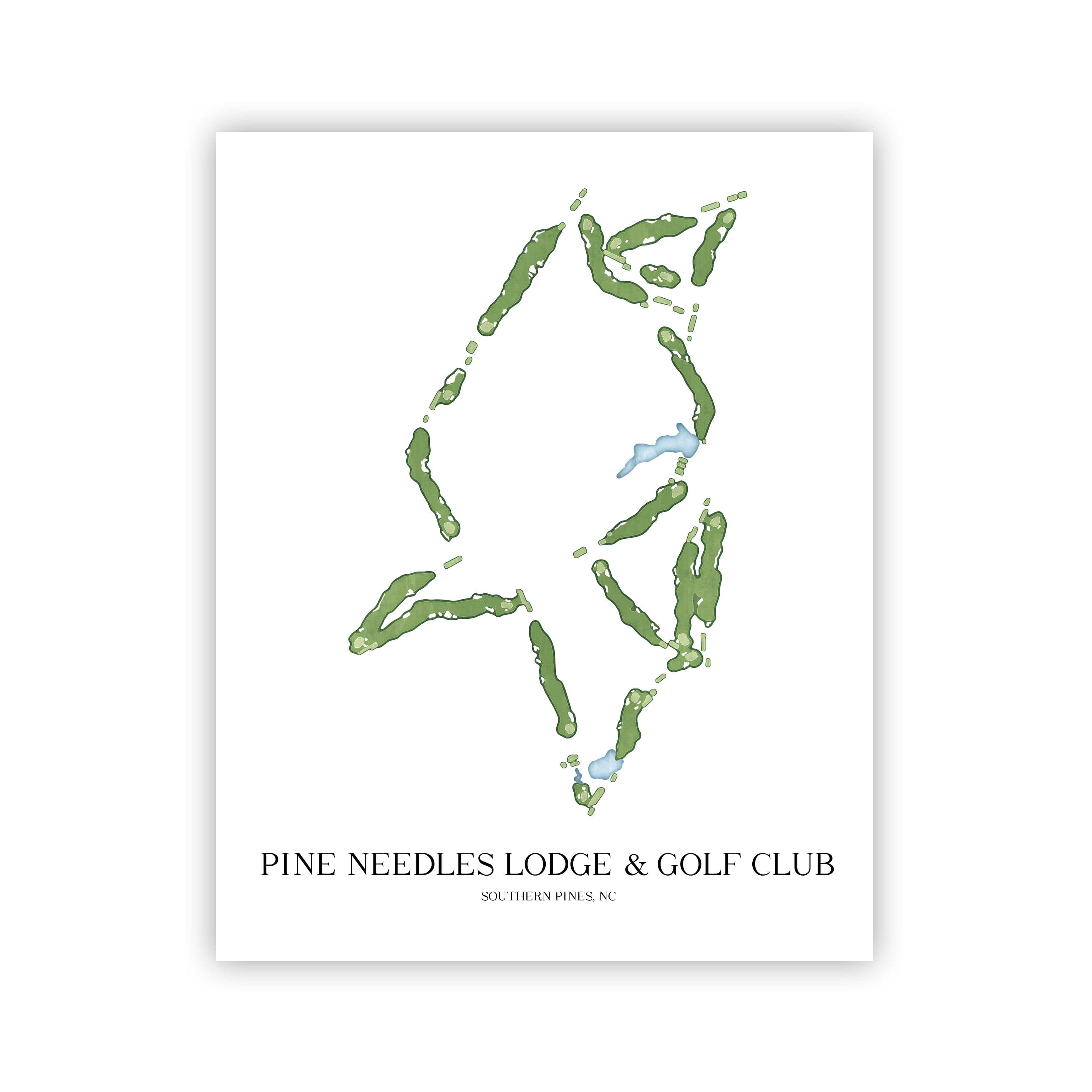 The 19th Hole Golf Shop - Golf Course Prints -  Pine Needles Lodge & Golf Club Golf Course Map Golf Map