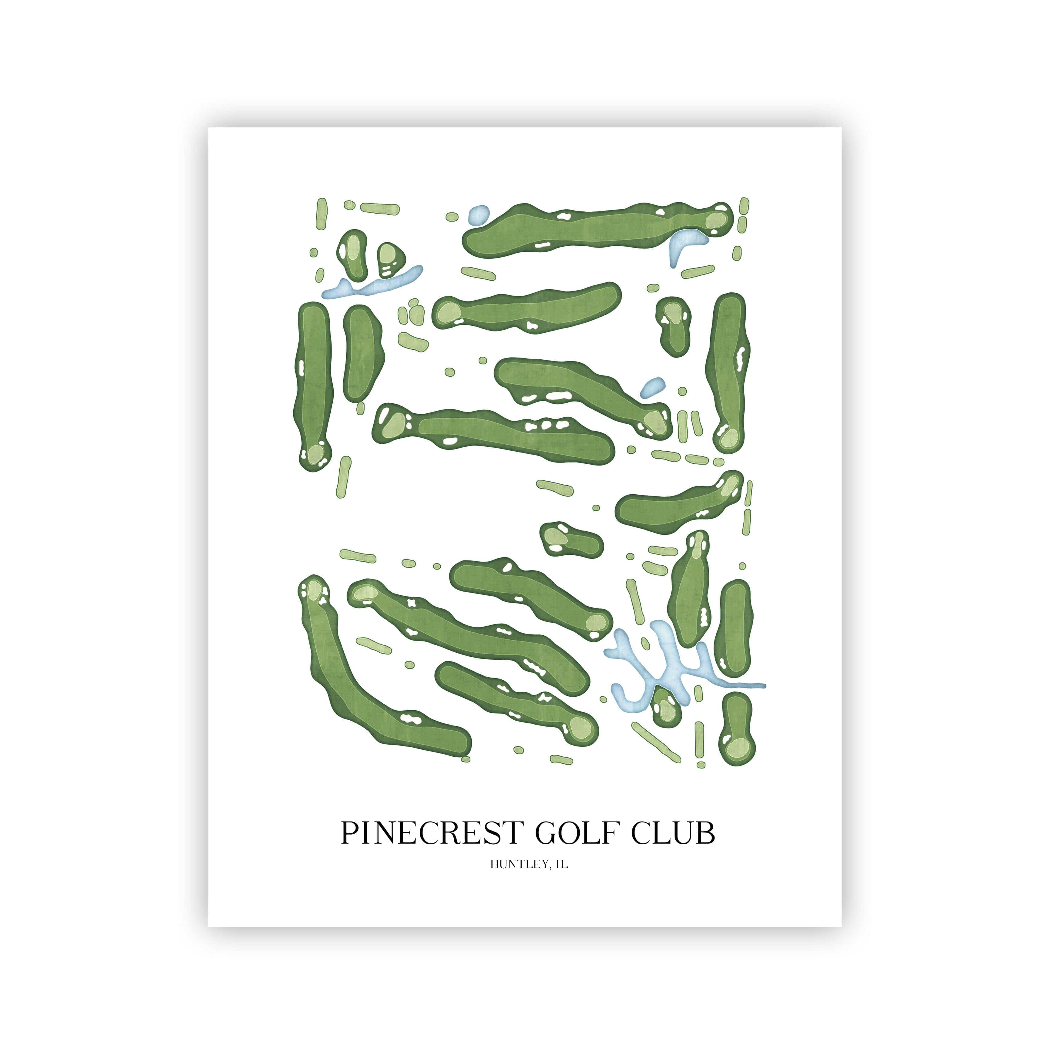 The 19th Hole Golf Shop - Golf Course Prints -  Pinecrest Golf Club Golf Course Map Golf Map