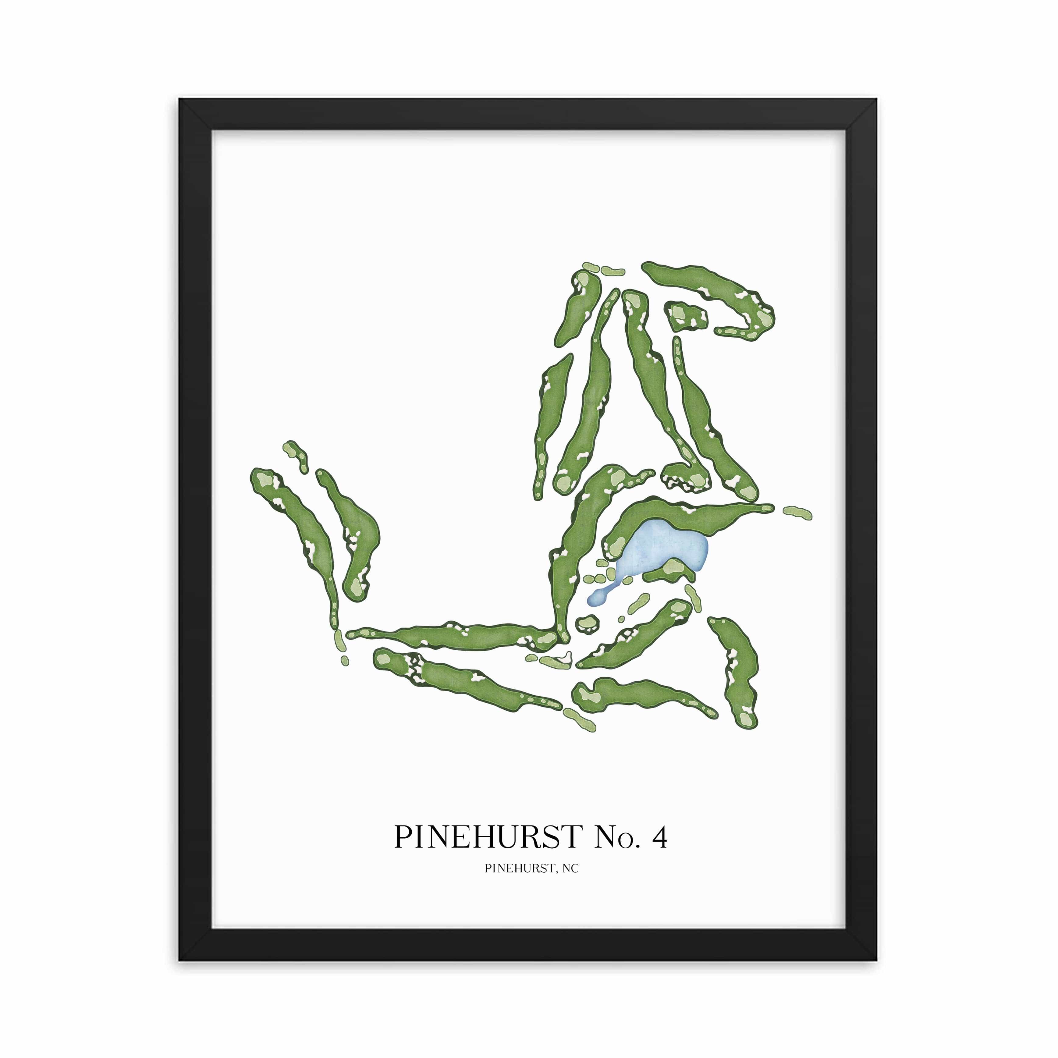 The 19th Hole Golf Shop - Golf Course Prints -  Pinehurst No. 4 Golf Course Map Golf Map