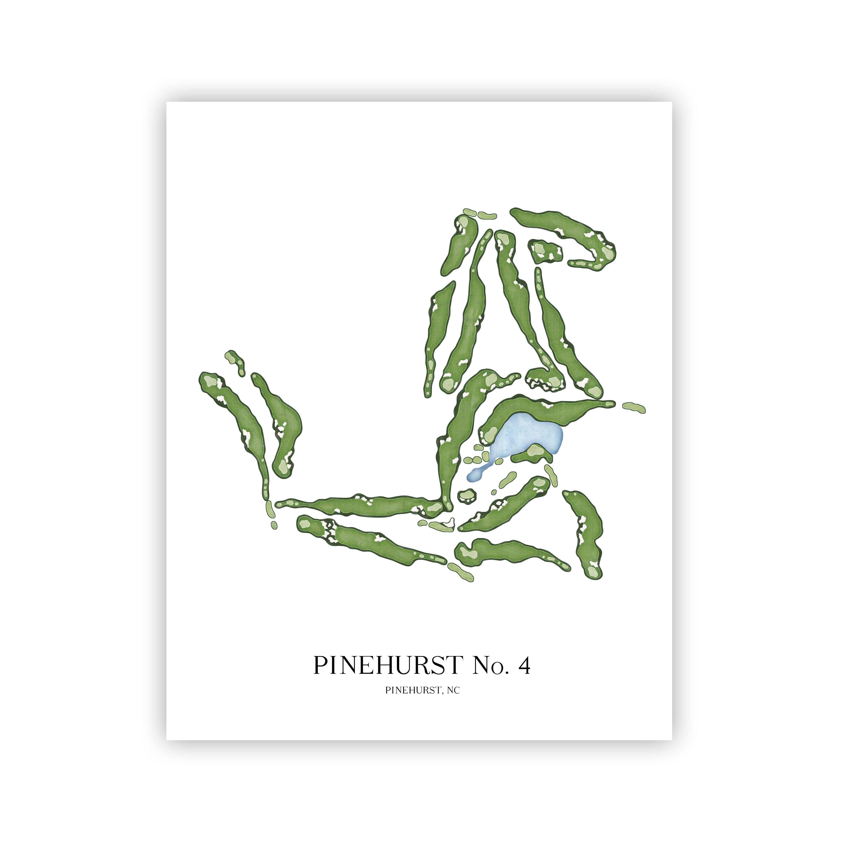 The 19th Hole Golf Shop - Golf Course Prints -  Pinehurst No. 4 Golf Course Map Golf Map