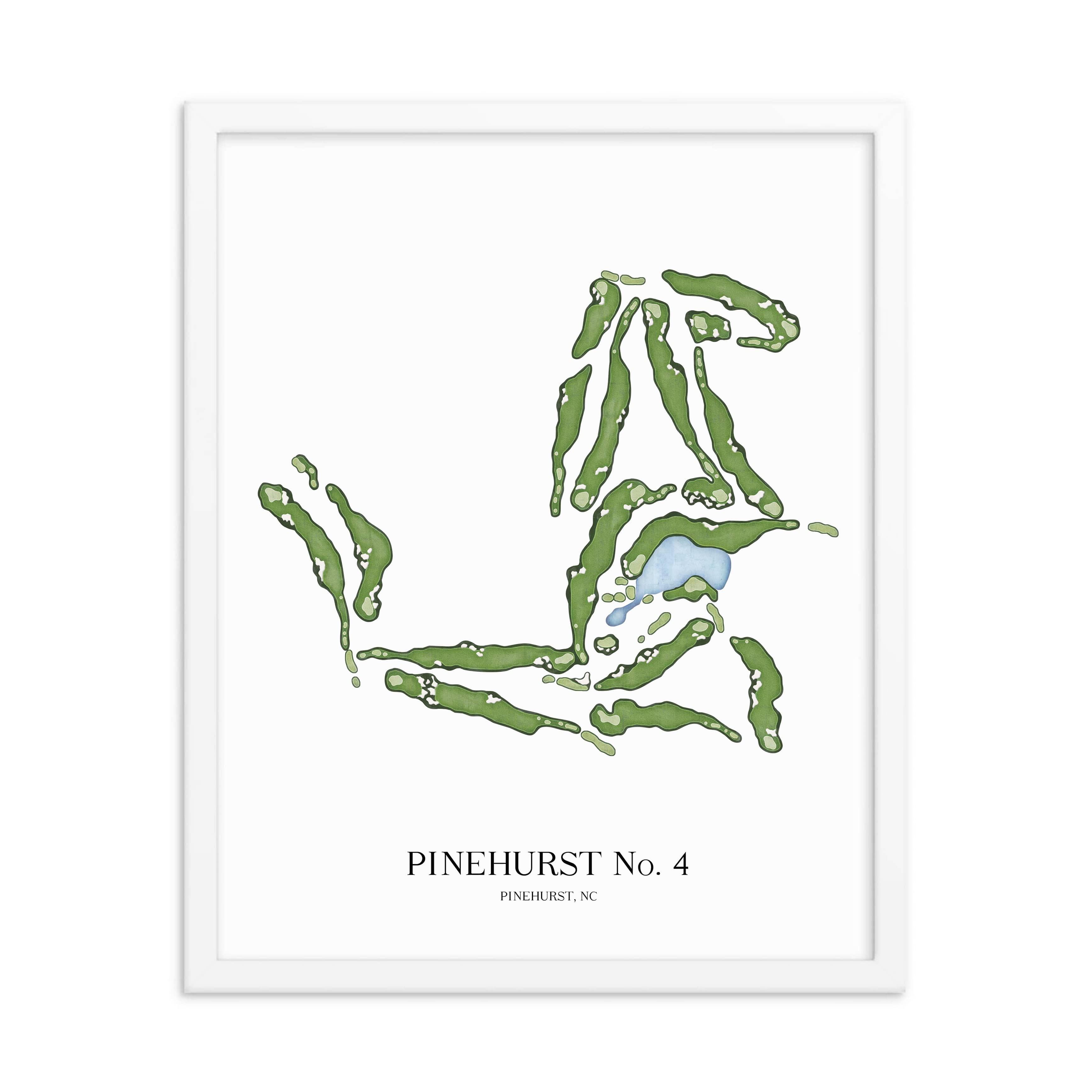 The 19th Hole Golf Shop - Golf Course Prints -  Pinehurst No. 4 Golf Course Map Golf Map