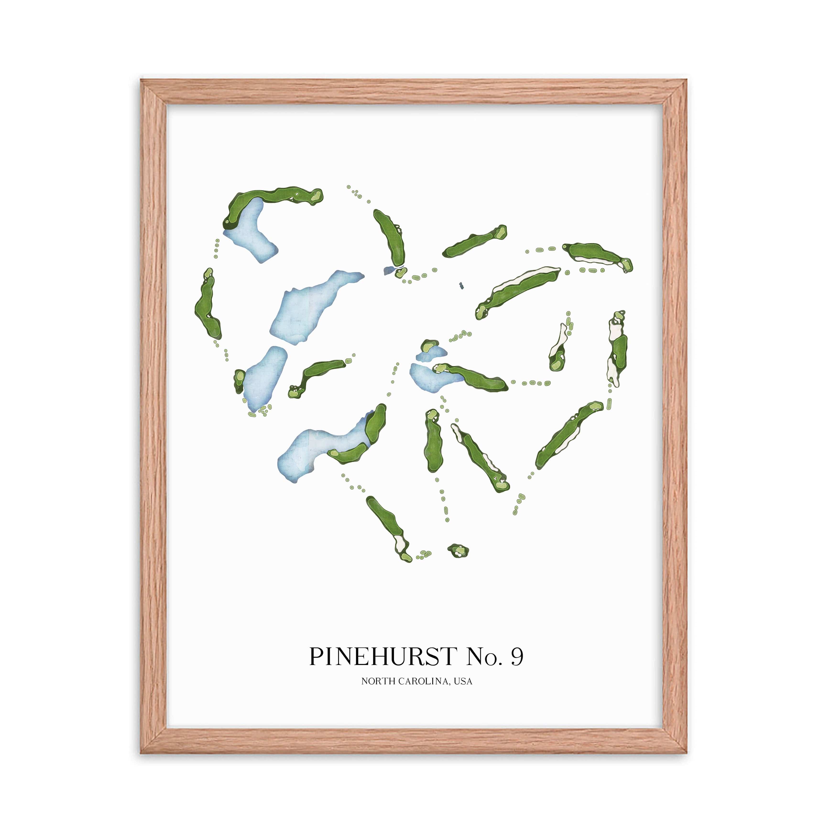 The 19th Hole Golf Shop - Golf Course Prints -  Pinehurst No 9 Golf Course Map Golf Map