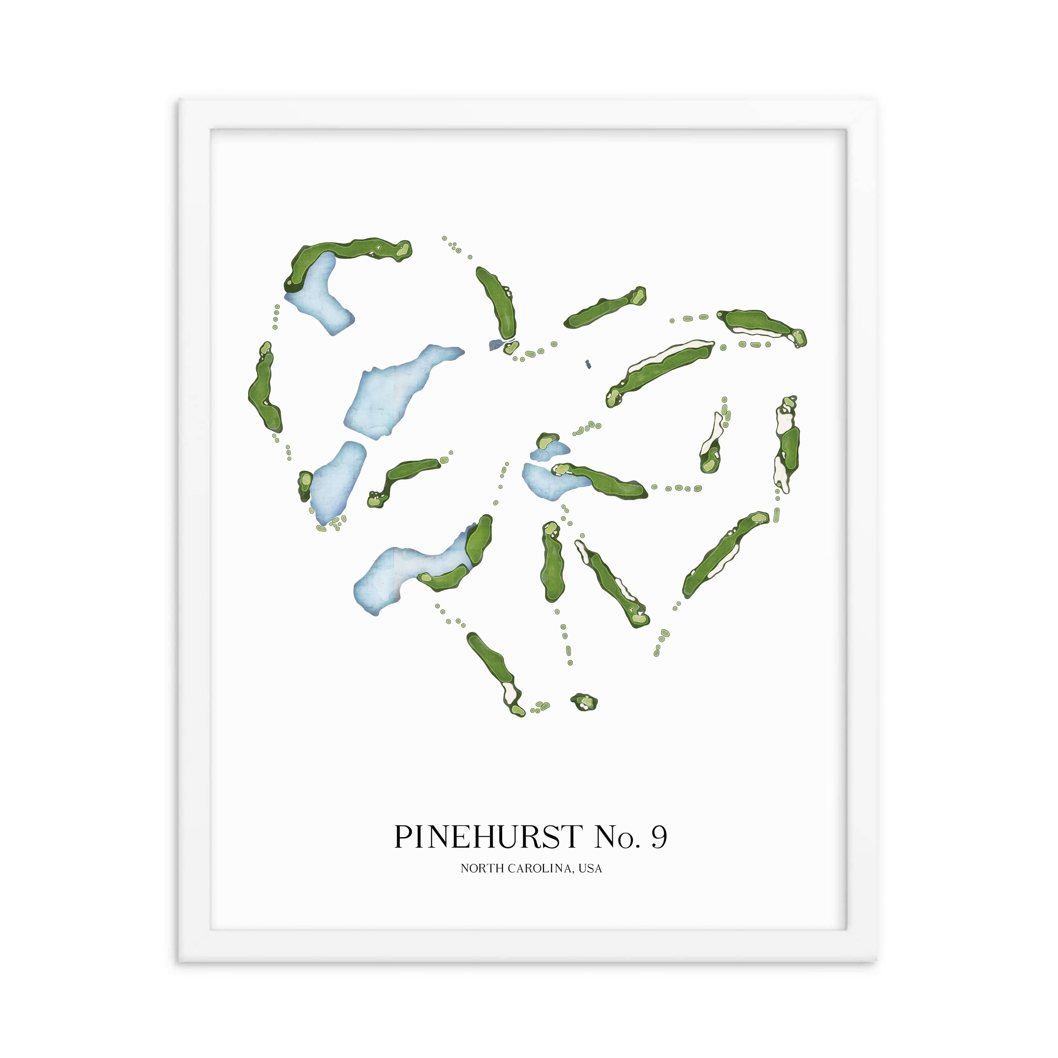 The 19th Hole Golf Shop - Golf Course Prints -  Pinehurst No 9 Golf Course Map Golf Map