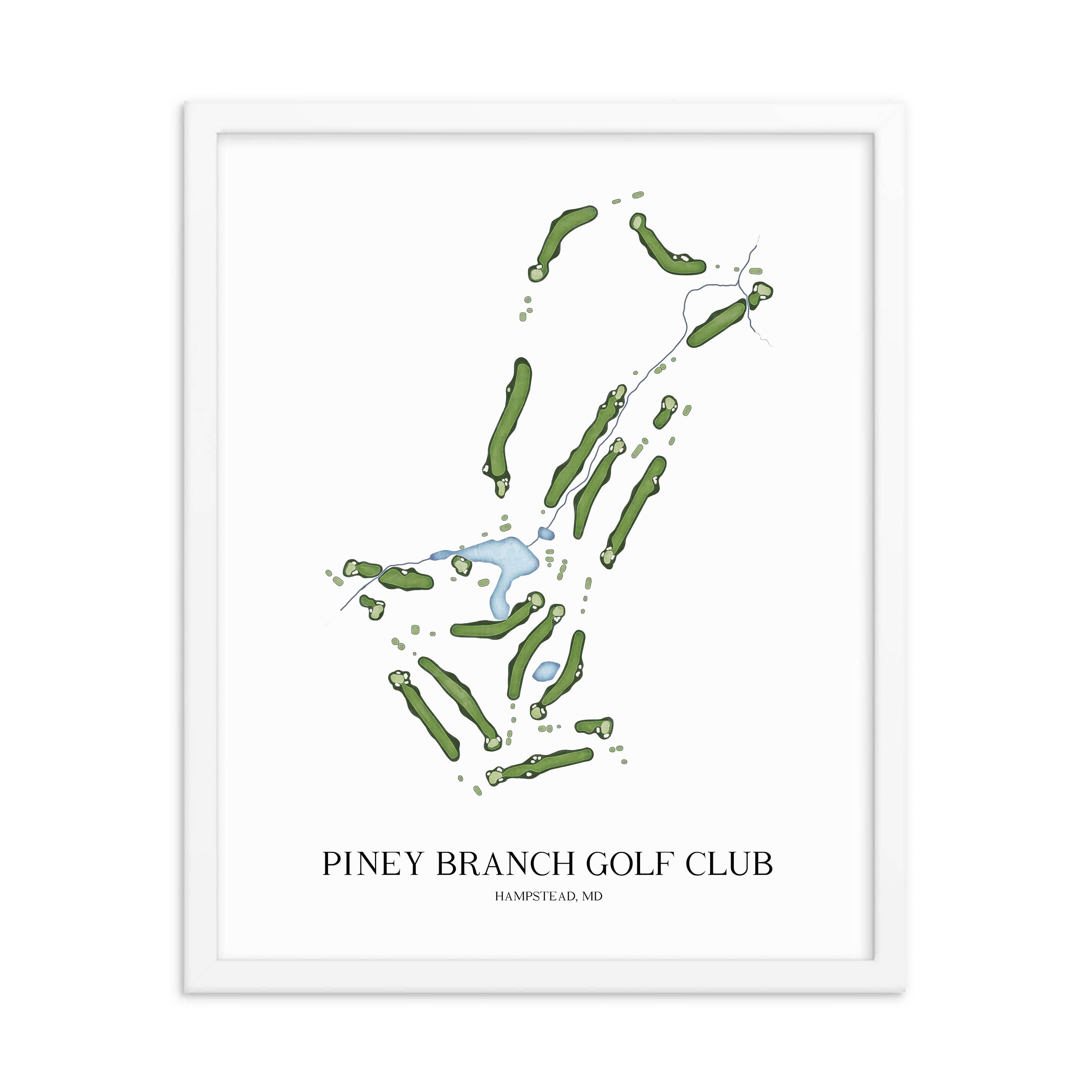 The 19th Hole Golf Shop - Golf Course Prints -  Piney Branch Golf Club Golf Course Map Golf Map