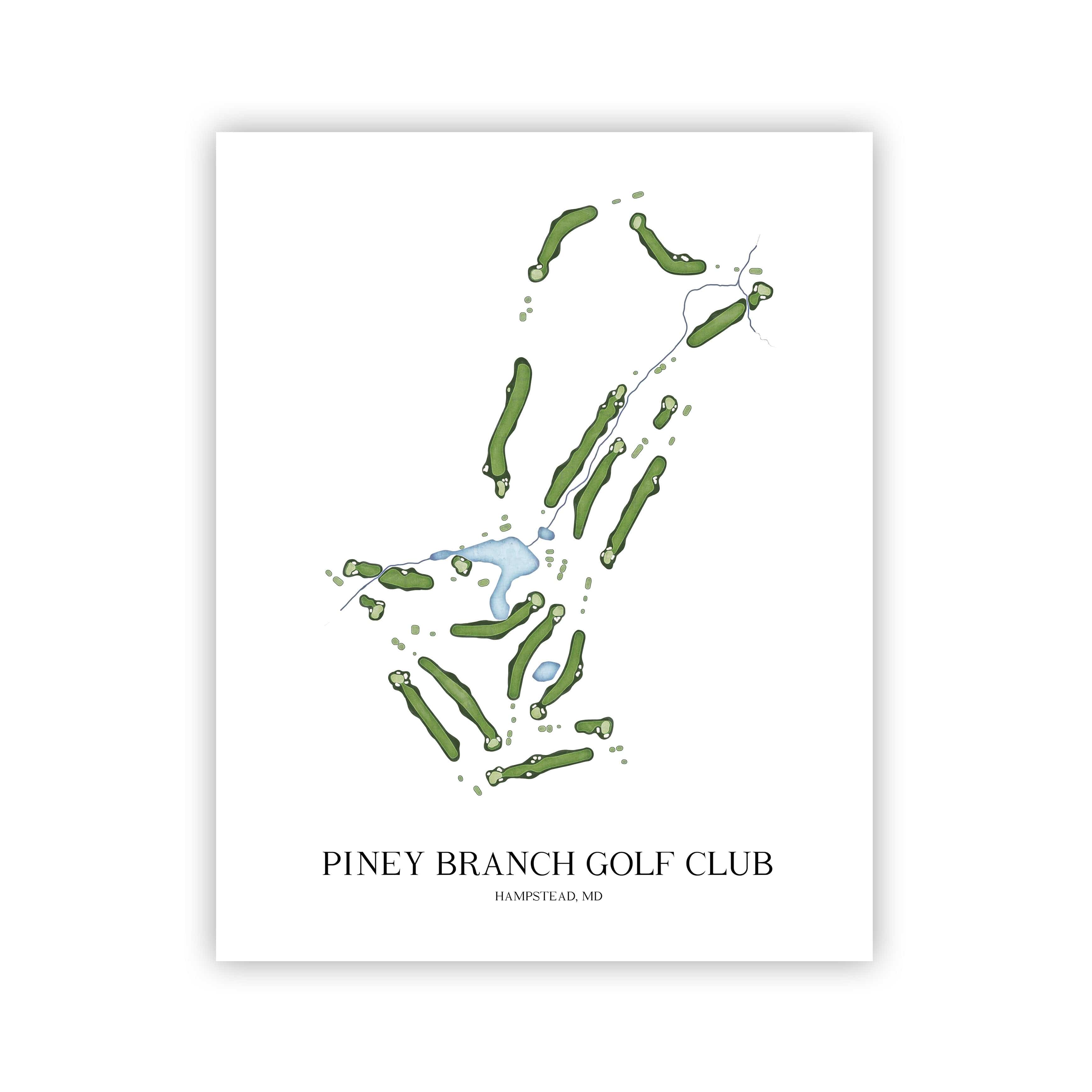 The 19th Hole Golf Shop - Golf Course Prints -  Piney Branch Golf Club Golf Course Map Golf Map