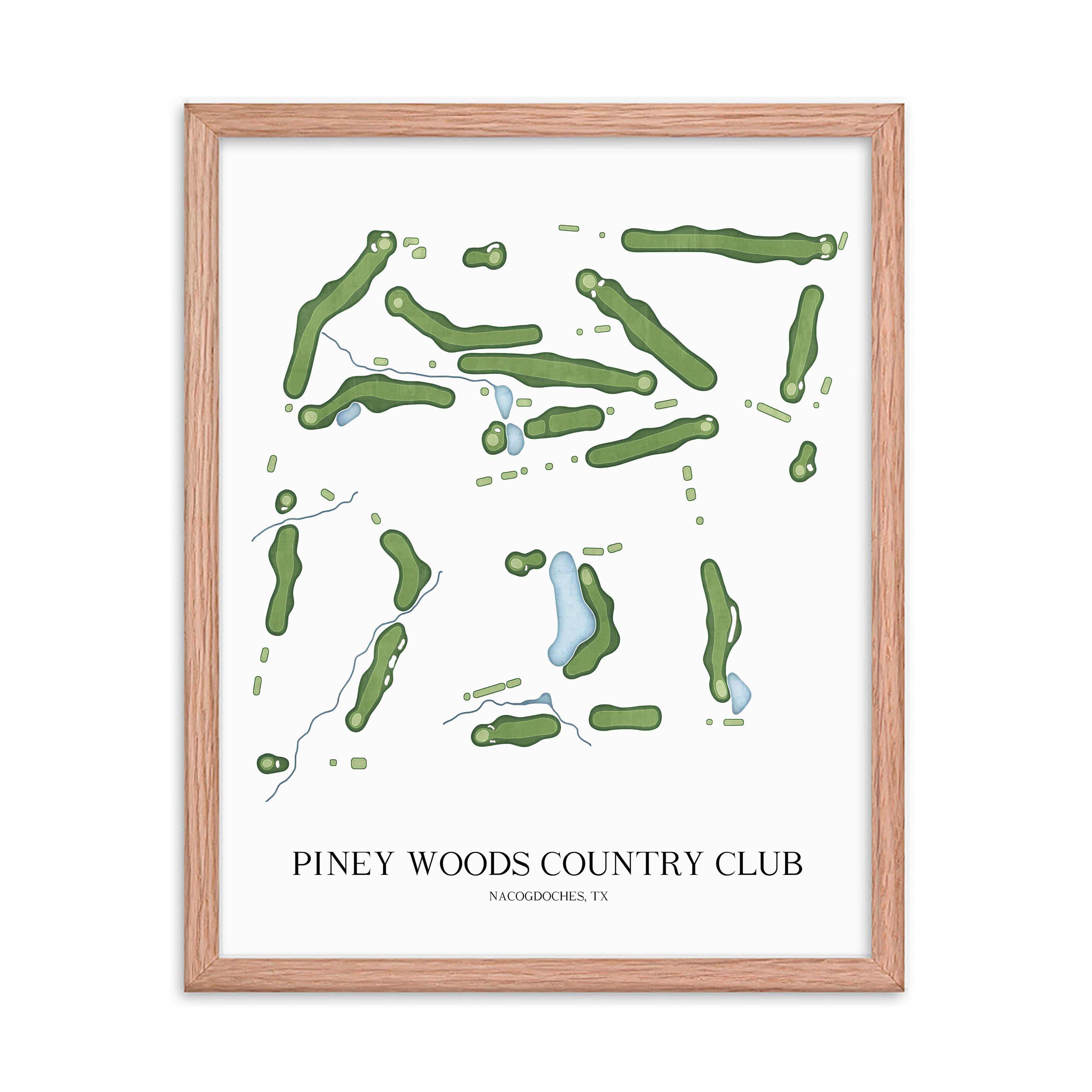 The 19th Hole Golf Shop - Golf Course Prints -  Piney Woods Country Club Golf Course Map