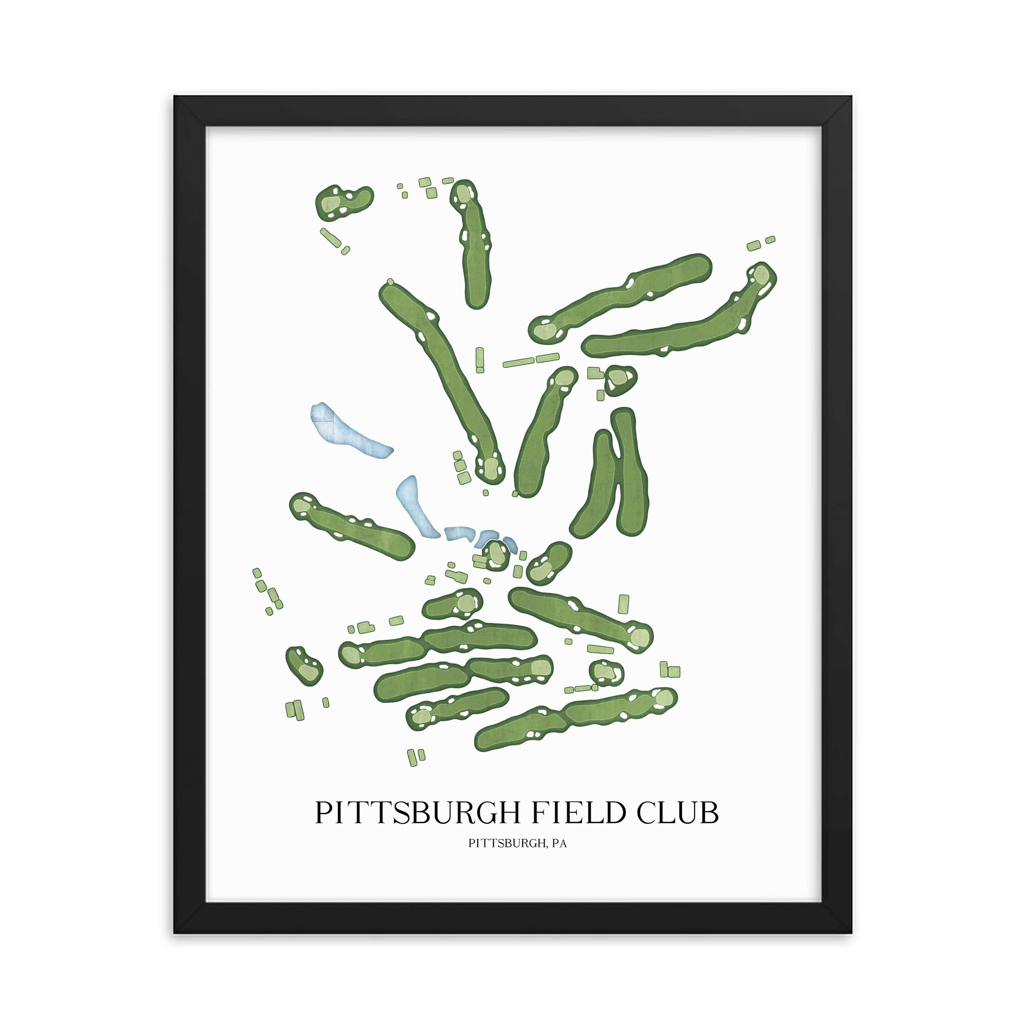 The 19th Hole Golf Shop - Golf Course Prints -  Pittsburgh Field Club Golf Course Map Golf Map