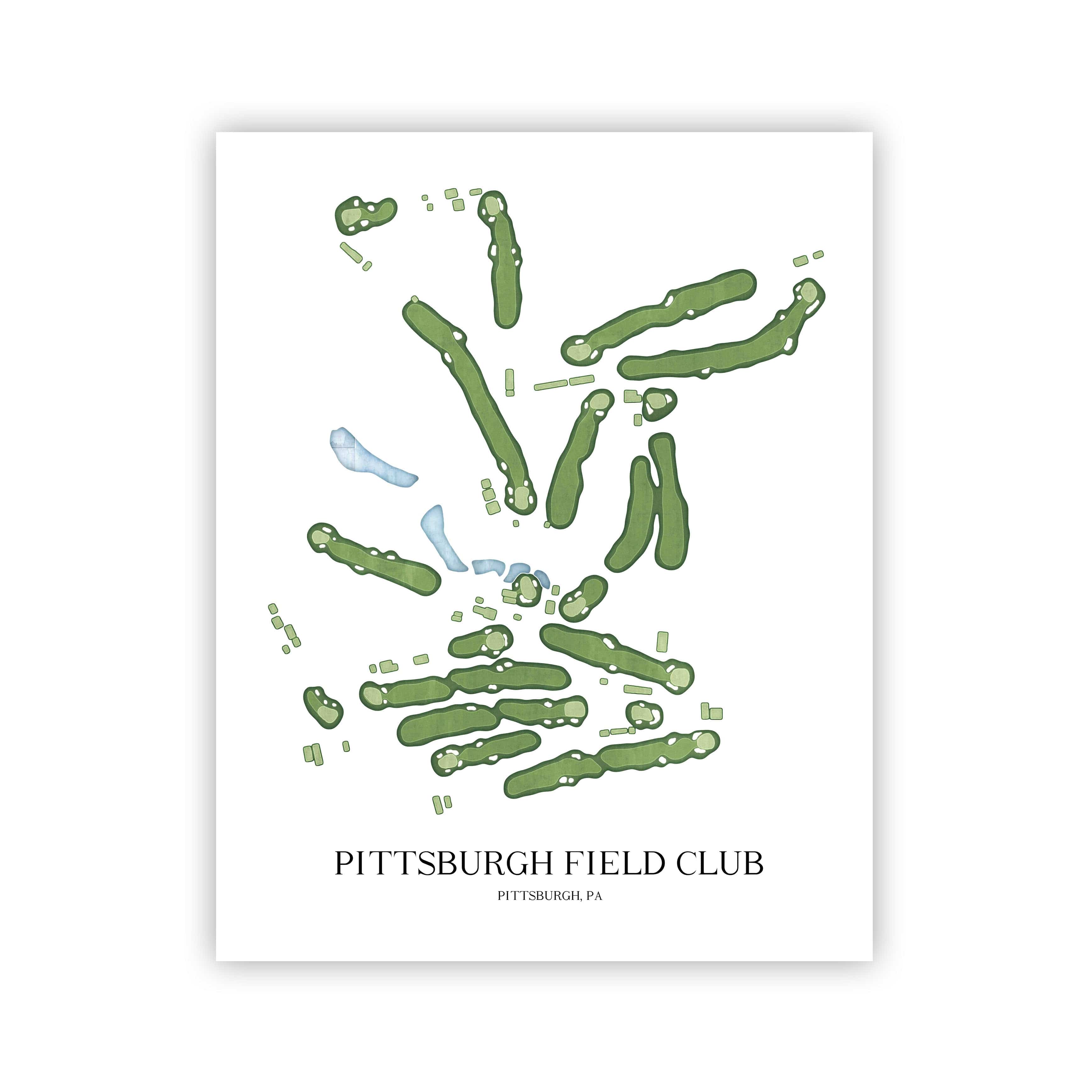 The 19th Hole Golf Shop - Golf Course Prints -  Pittsburgh Field Club Golf Course Map Golf Map