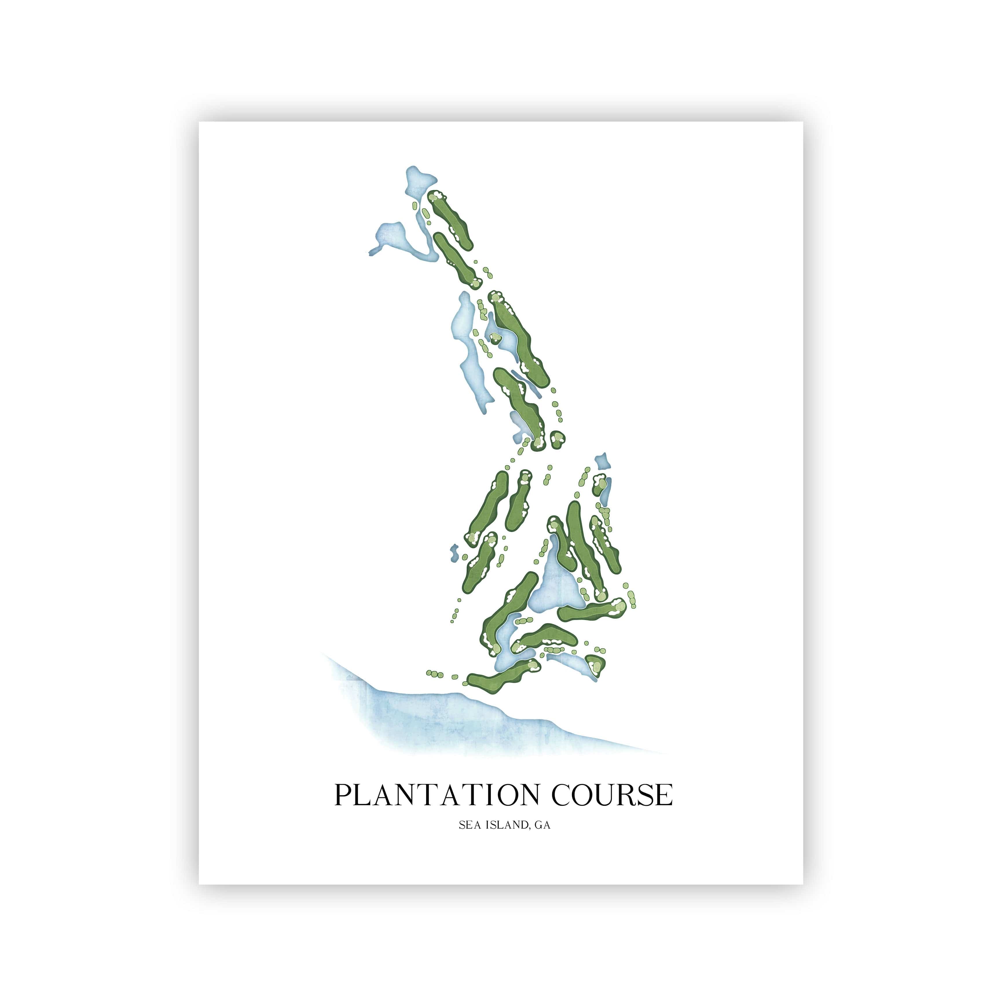 The 19th Hole Golf Shop - Golf Course Prints -  Plantation Course - Sea Island Golf Course Map