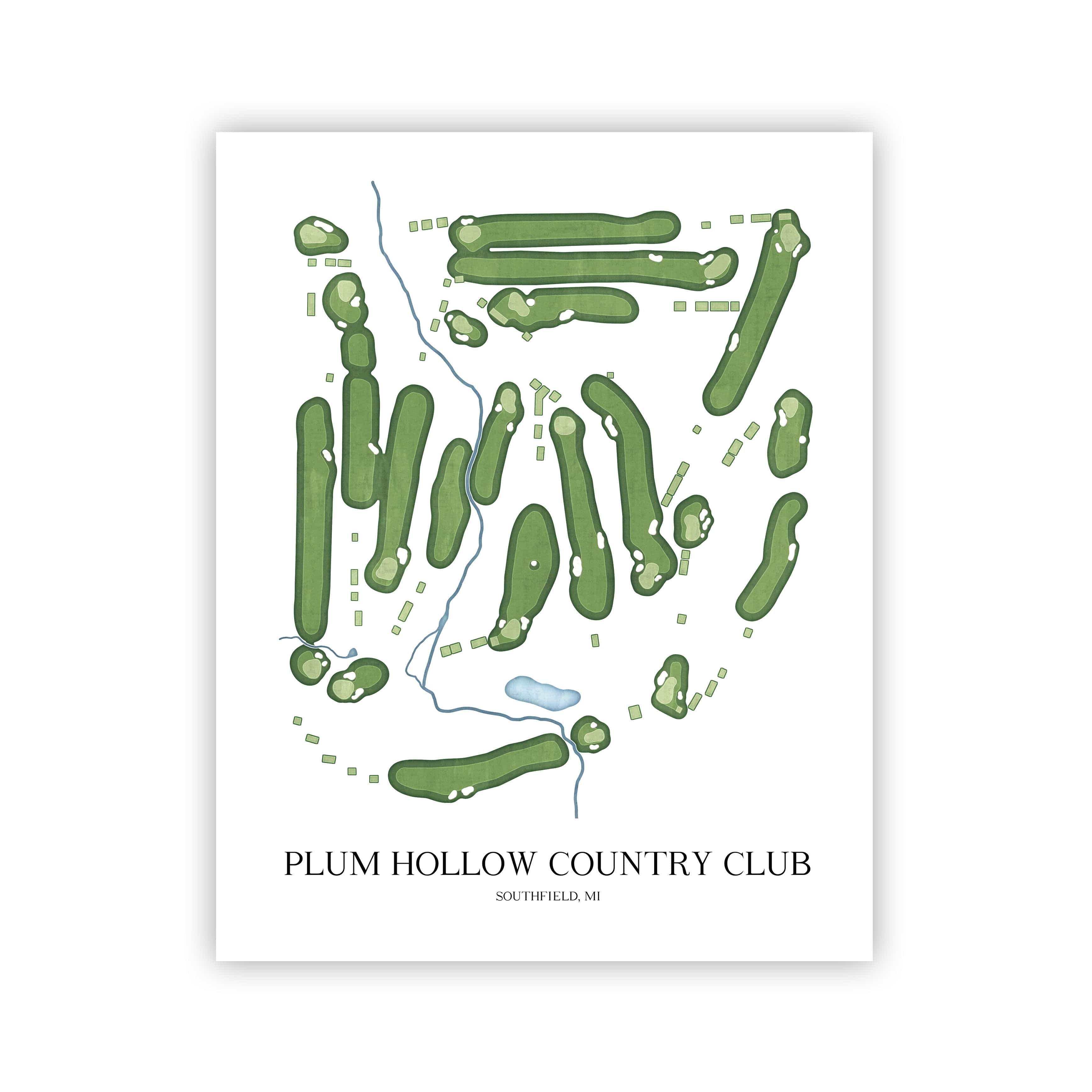 The 19th Hole Golf Shop - Golf Course Prints -  Plum Hollow Country Club Golf Course Map Golf Map