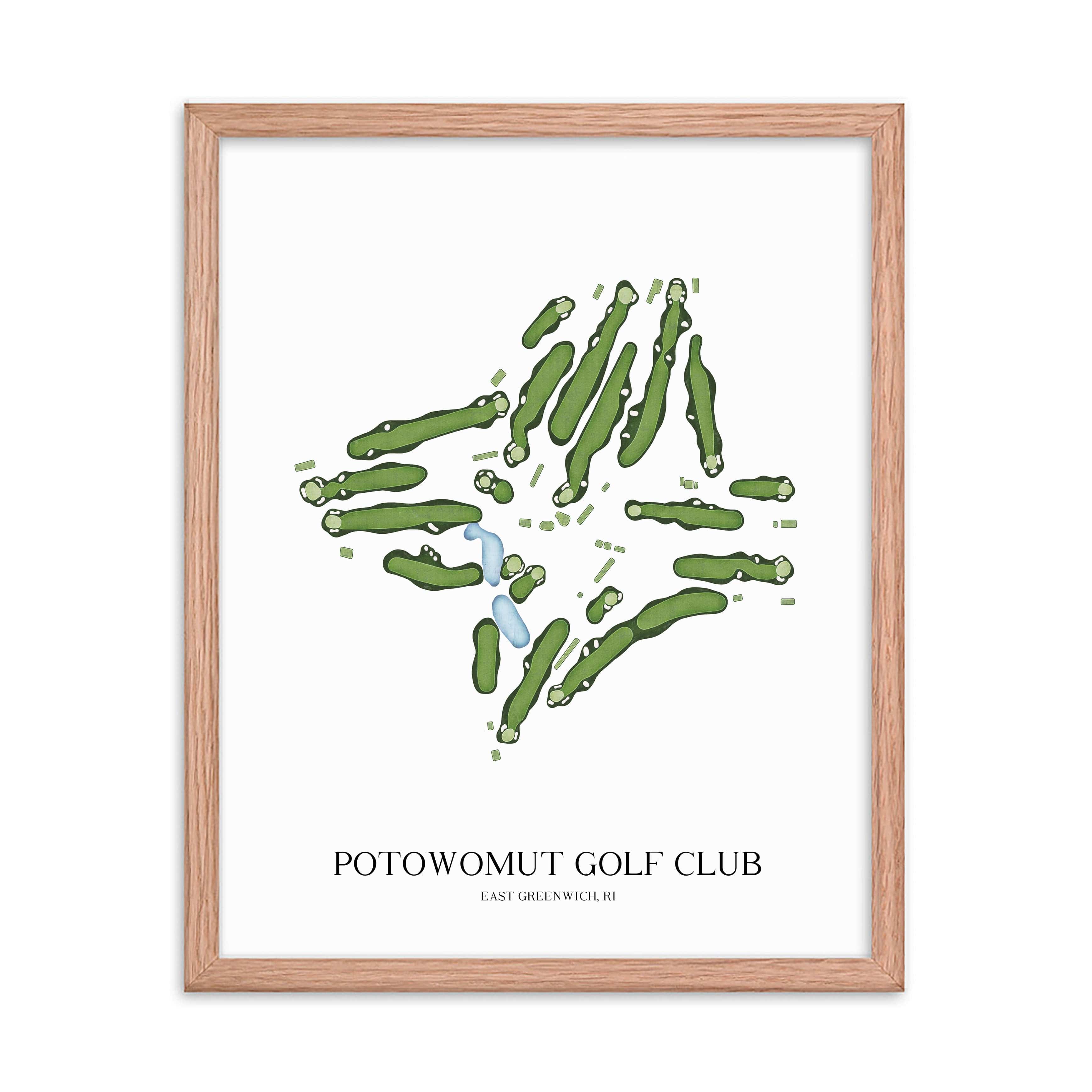 The 19th Hole Golf Shop - Golf Course Prints -  Potowomut Golf Club Golf Course Map Golf Map