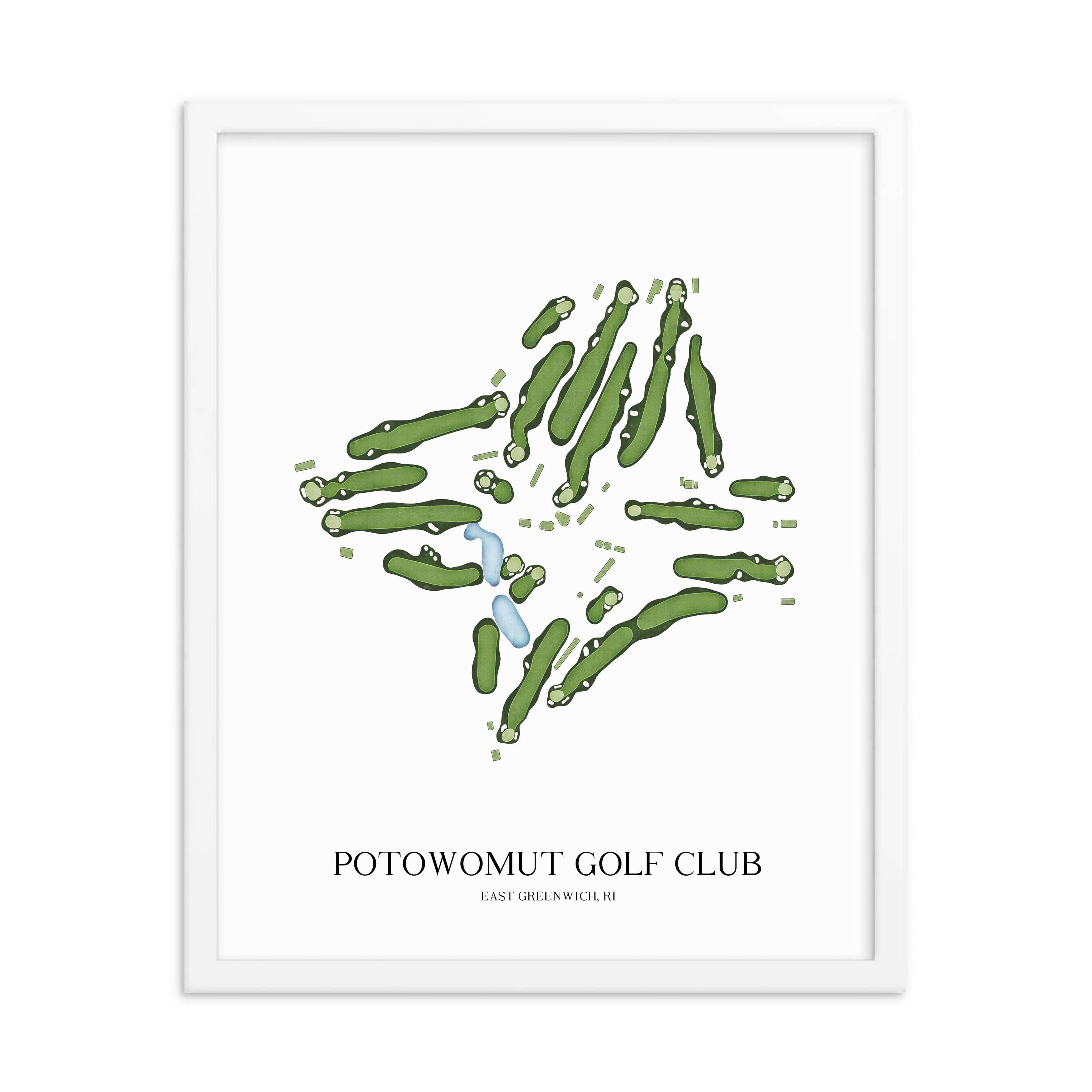 The 19th Hole Golf Shop - Golf Course Prints -  Potowomut Golf Club Golf Course Map Golf Map