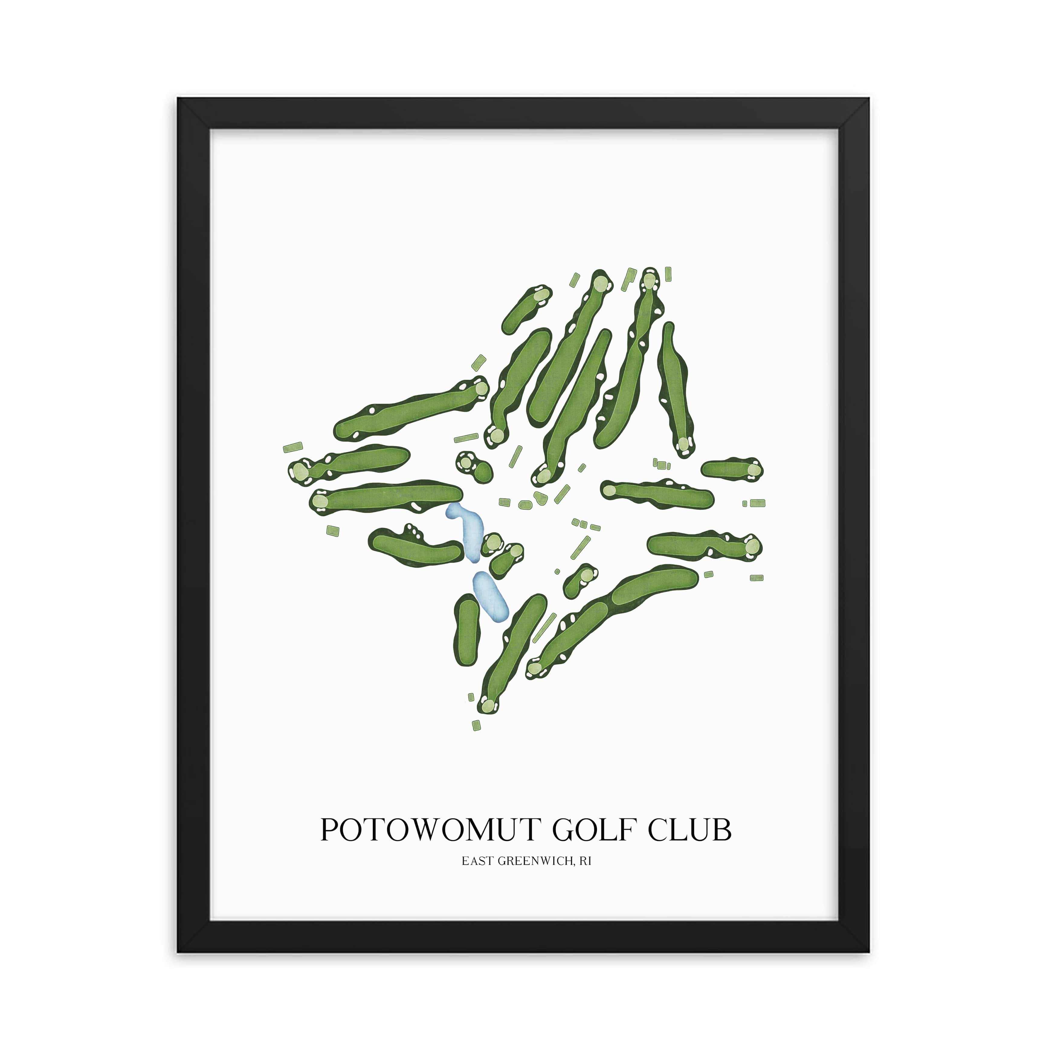 The 19th Hole Golf Shop - Golf Course Prints -  Potowomut Golf Club Golf Course Map Golf Map