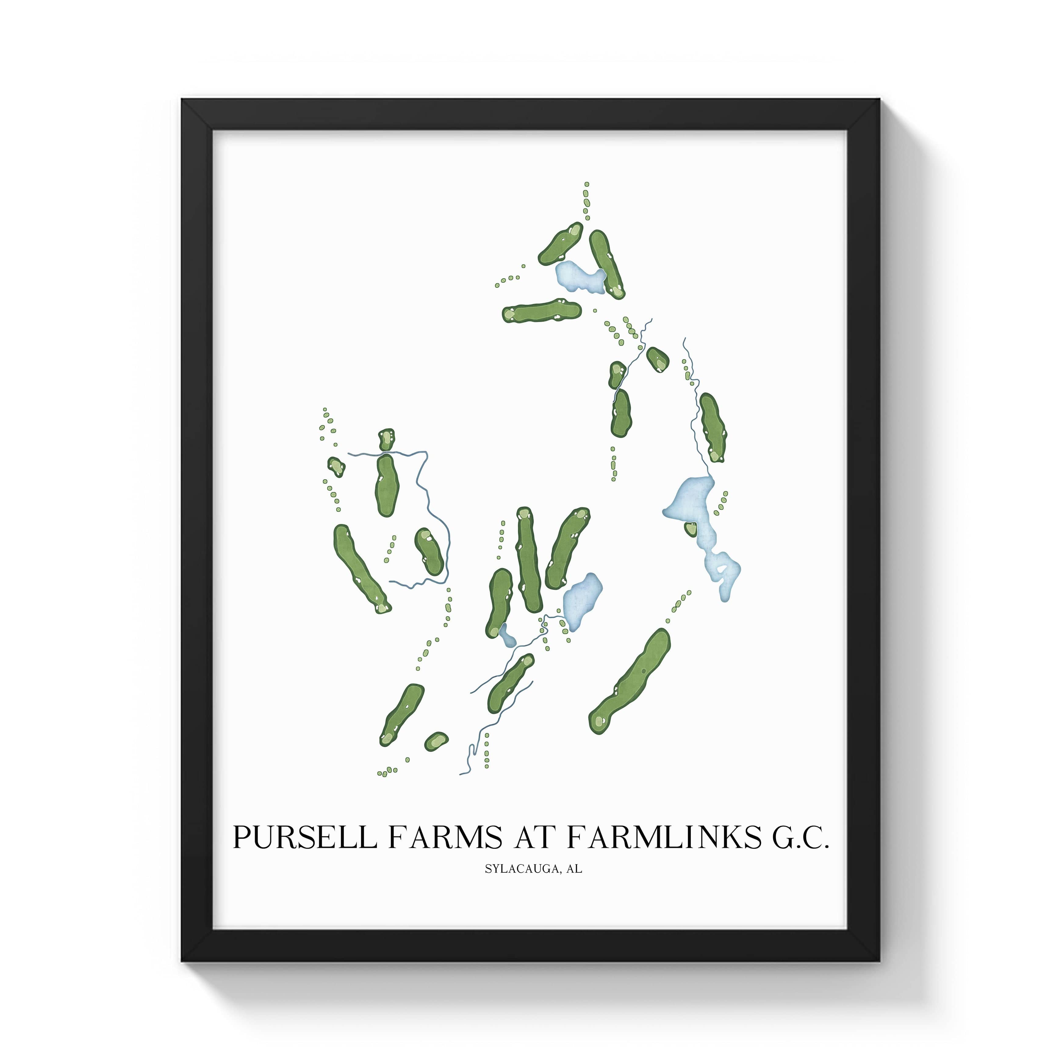 The 19th Hole Golf Shop - Golf Course Prints -  Pursell Farms at Farmlinks G.C. Golf Course Map Golf Map