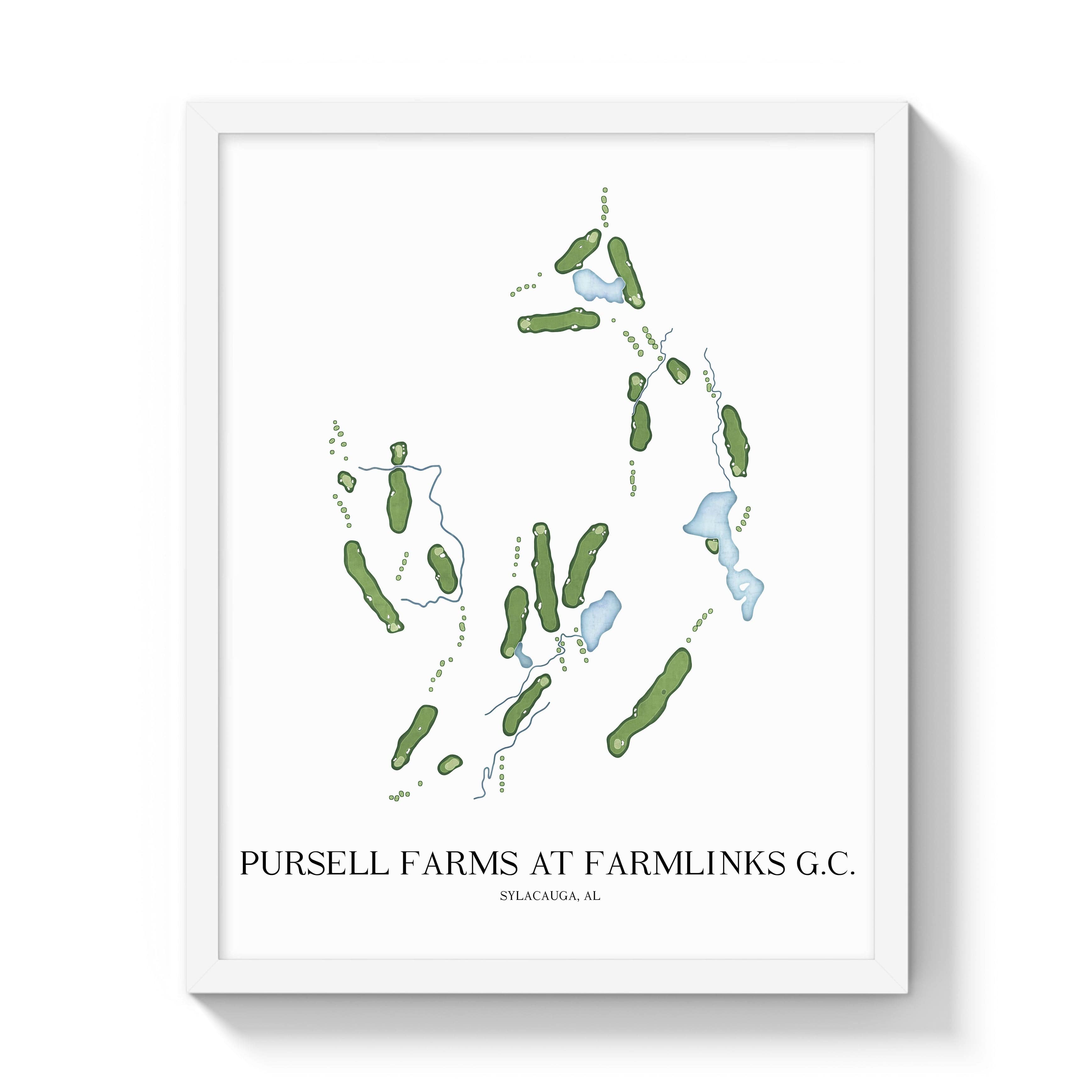 The 19th Hole Golf Shop - Golf Course Prints -  Pursell Farms at Farmlinks G.C. Golf Course Map Golf Map