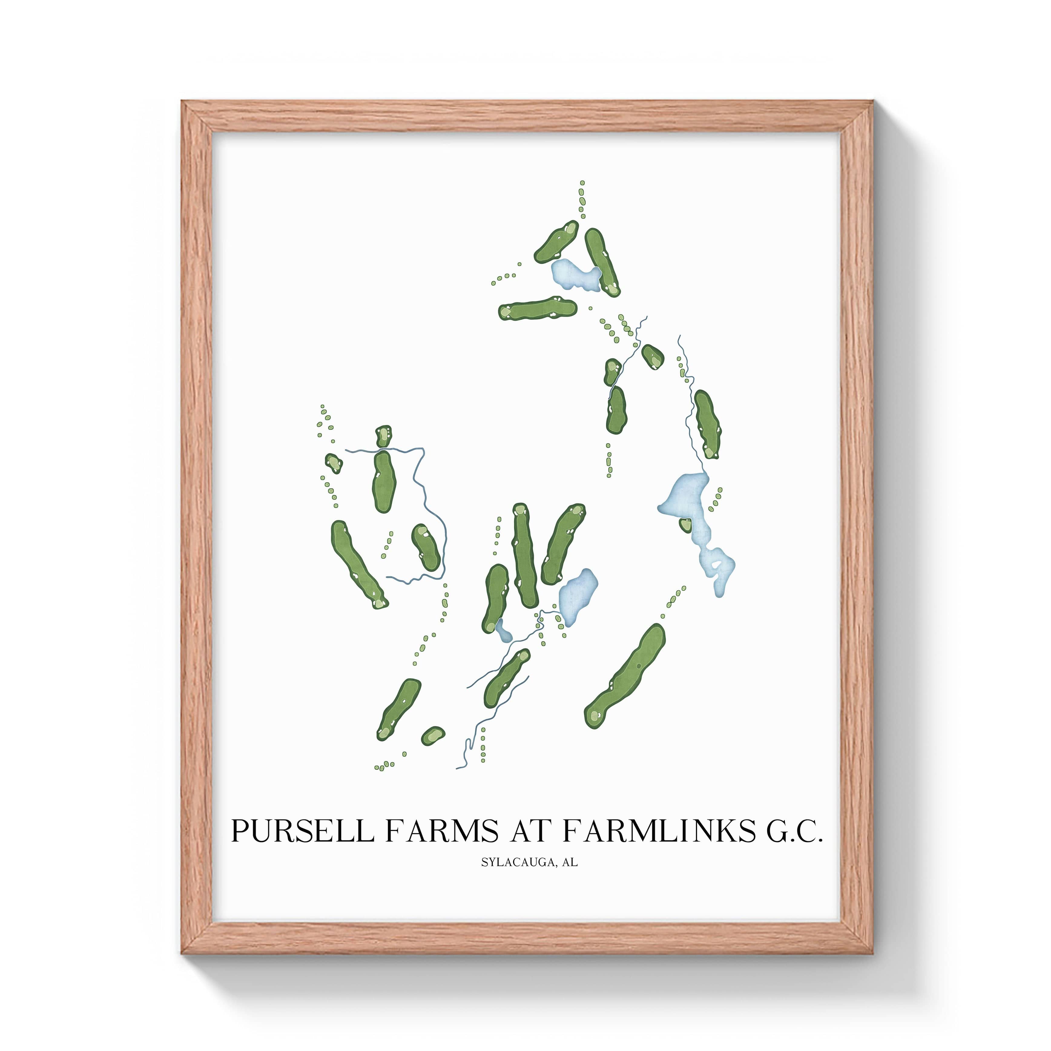 The 19th Hole Golf Shop - Golf Course Prints -  Pursell Farms at Farmlinks G.C. Golf Course Map Golf Map