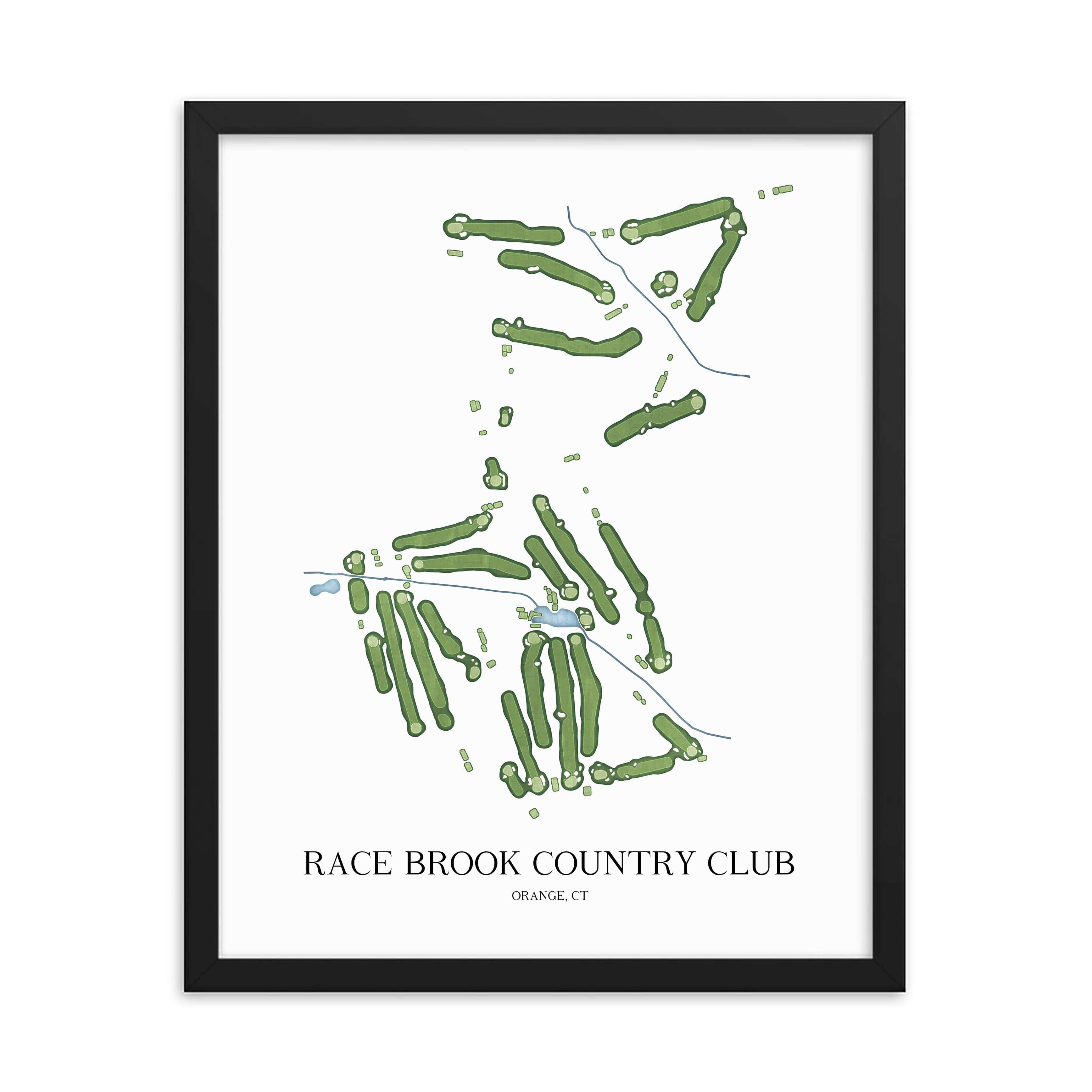 The 19th Hole Golf Shop - Golf Course Prints -  Race Brook Country Club Golf Course Map Golf Map