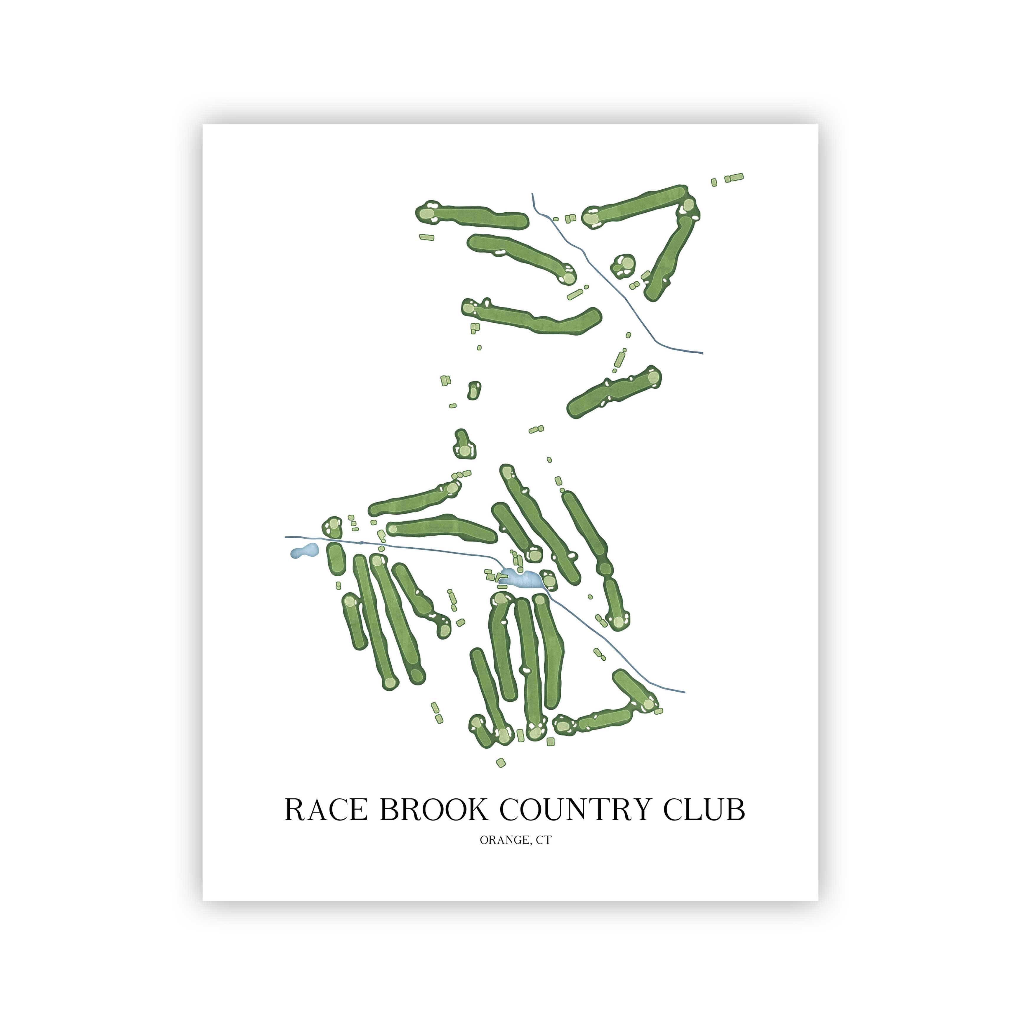 The 19th Hole Golf Shop - Golf Course Prints -  Race Brook Country Club Golf Course Map Golf Map