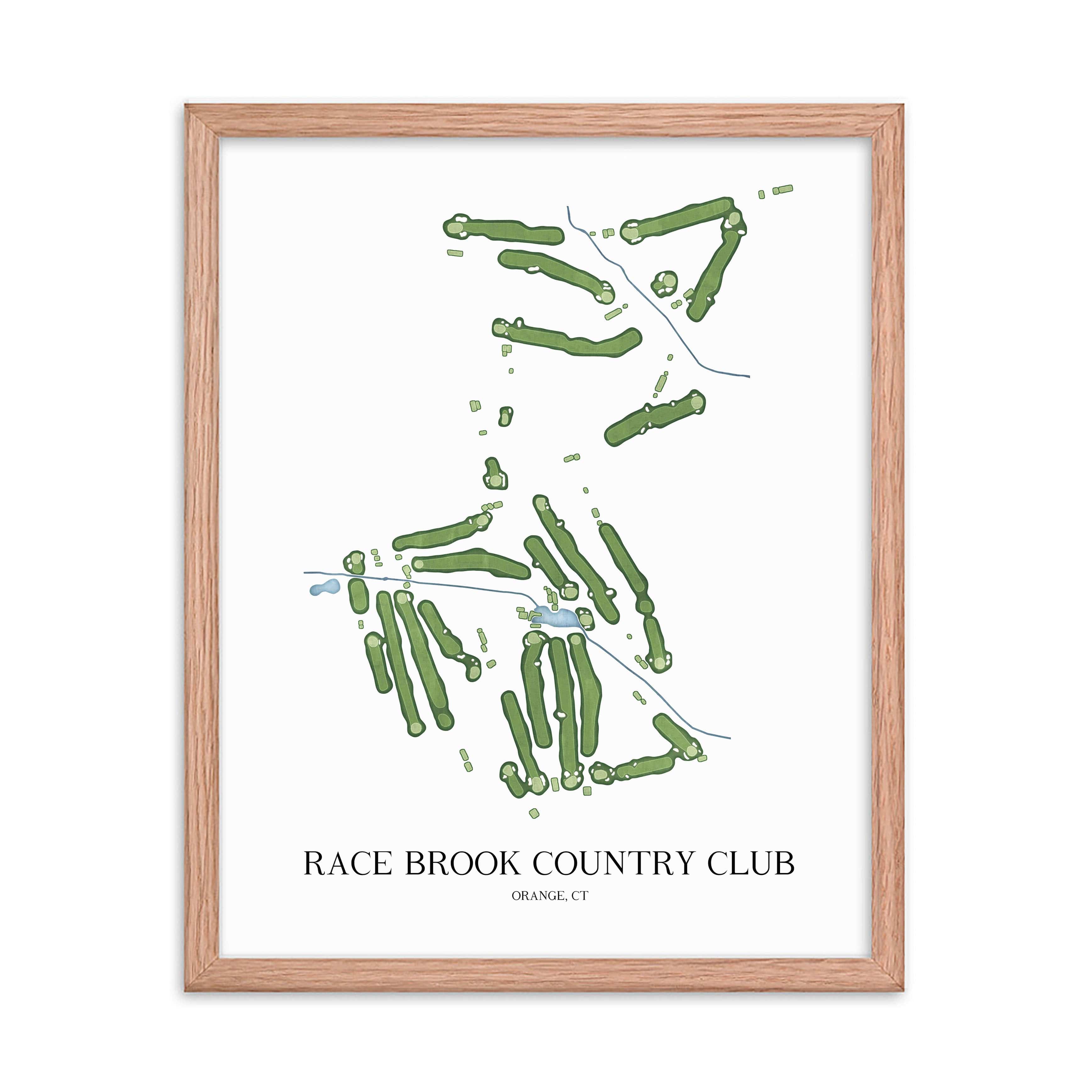 The 19th Hole Golf Shop - Golf Course Prints -  Race Brook Country Club Golf Course Map Golf Map