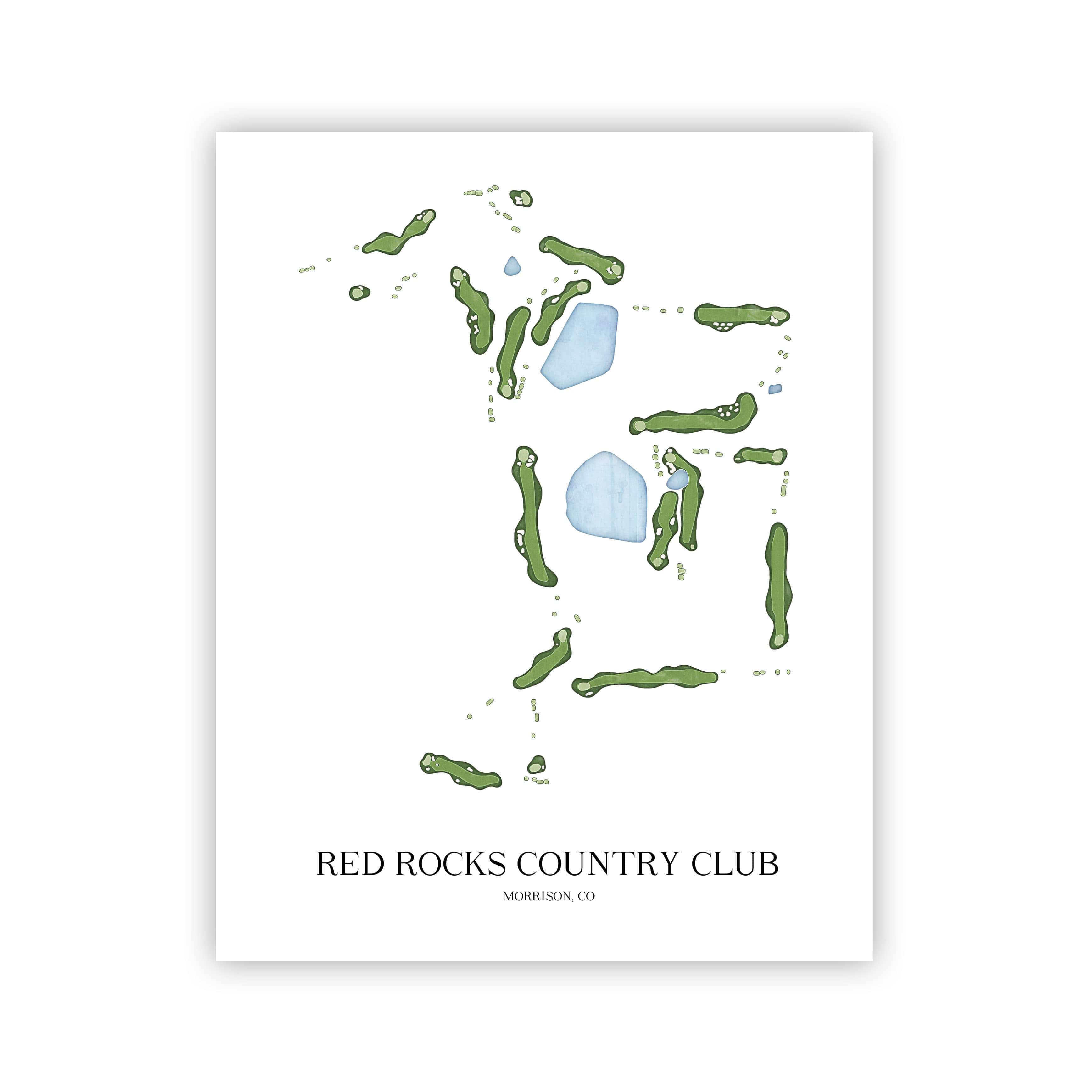 The 19th Hole Golf Shop - Golf Course Prints -  Red Rocks Country Club Golf Course Map Golf Map