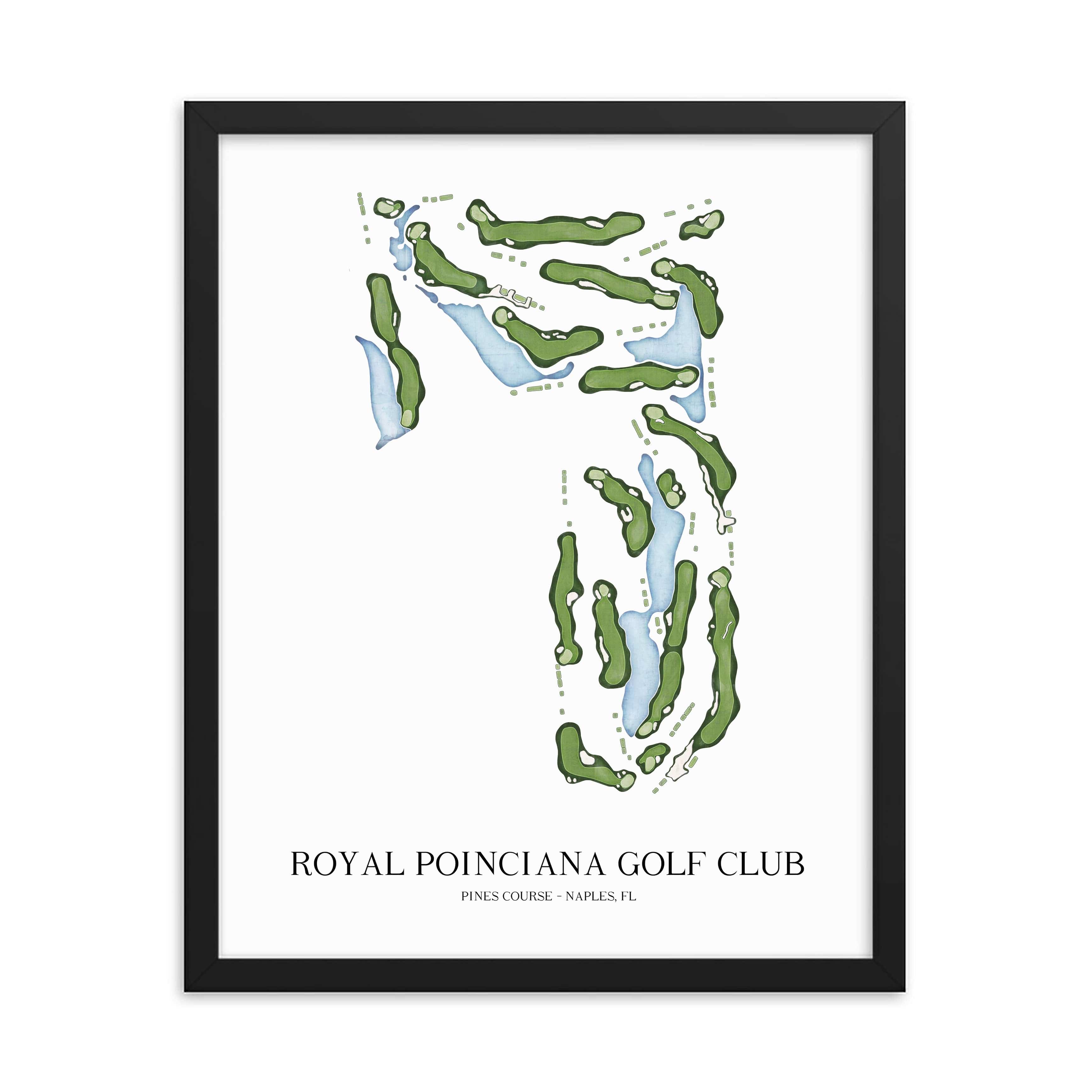 The 19th Hole Golf Shop - Golf Course Prints -  Royal Poinciana - Pines Course Golf Course Map Golf Map