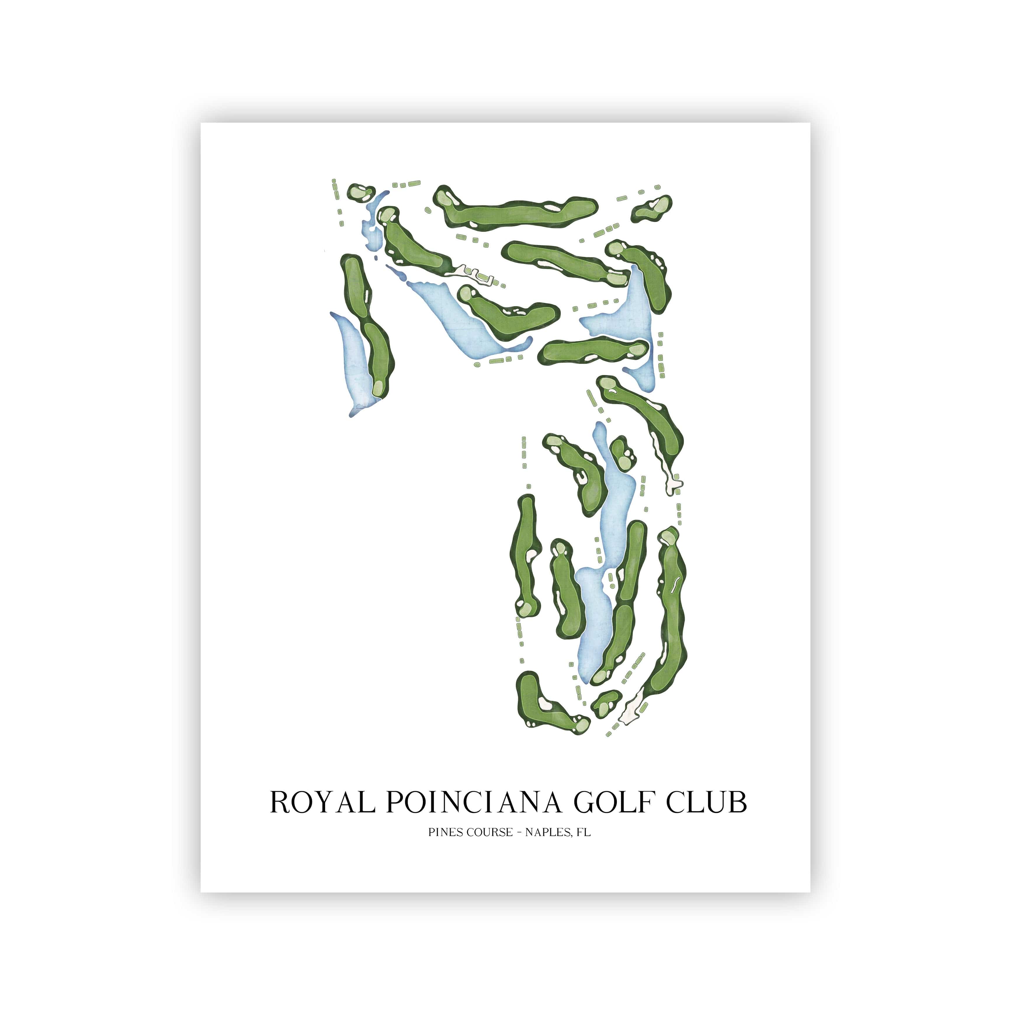 The 19th Hole Golf Shop - Golf Course Prints -  Royal Poinciana - Pines Course Golf Course Map Golf Map