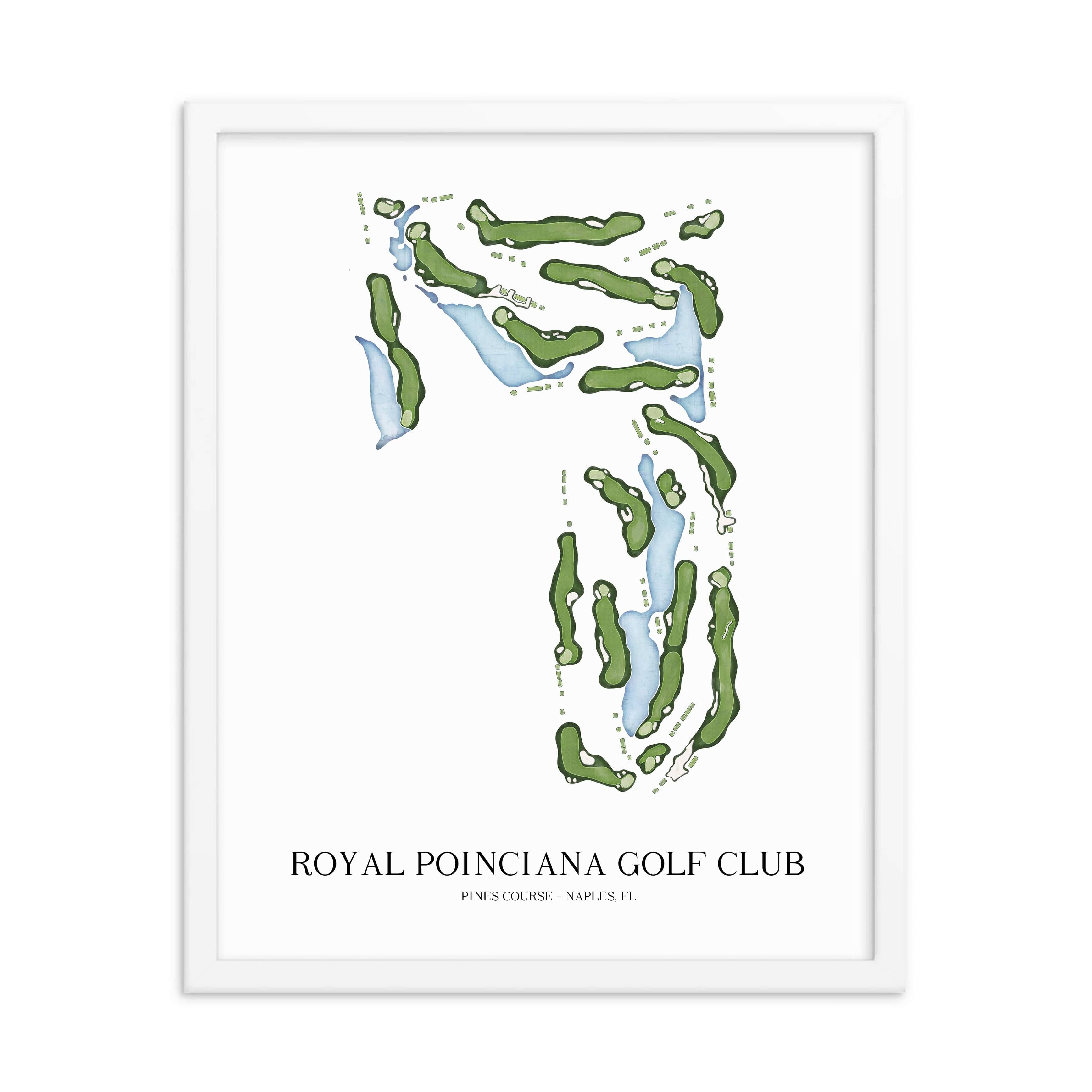 The 19th Hole Golf Shop - Golf Course Prints -  Royal Poinciana - Pines Course Golf Course Map Golf Map