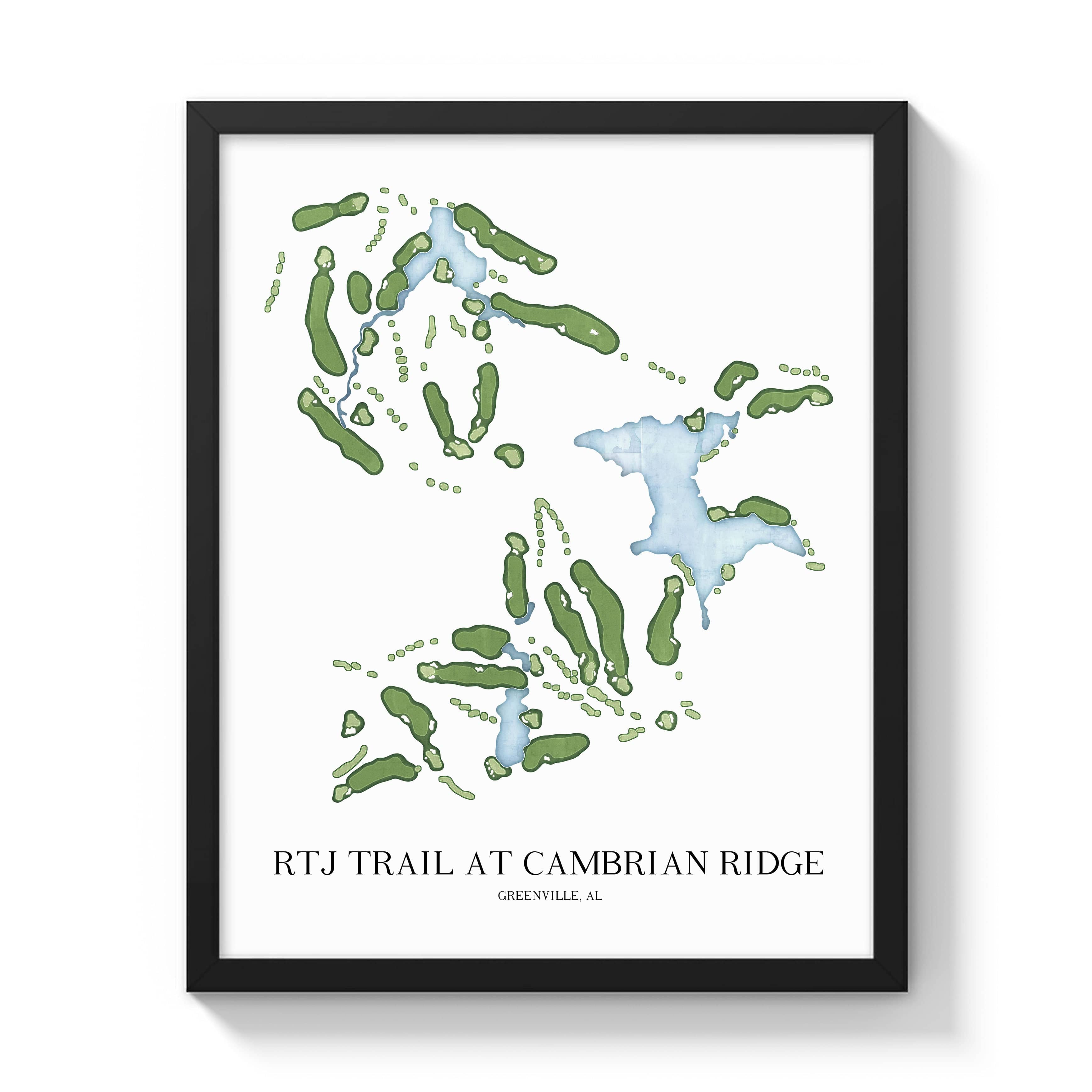 The 19th Hole Golf Shop - Golf Course Prints -  RTJ Trail at Cambrian Ridge Golf Course Map Golf Map