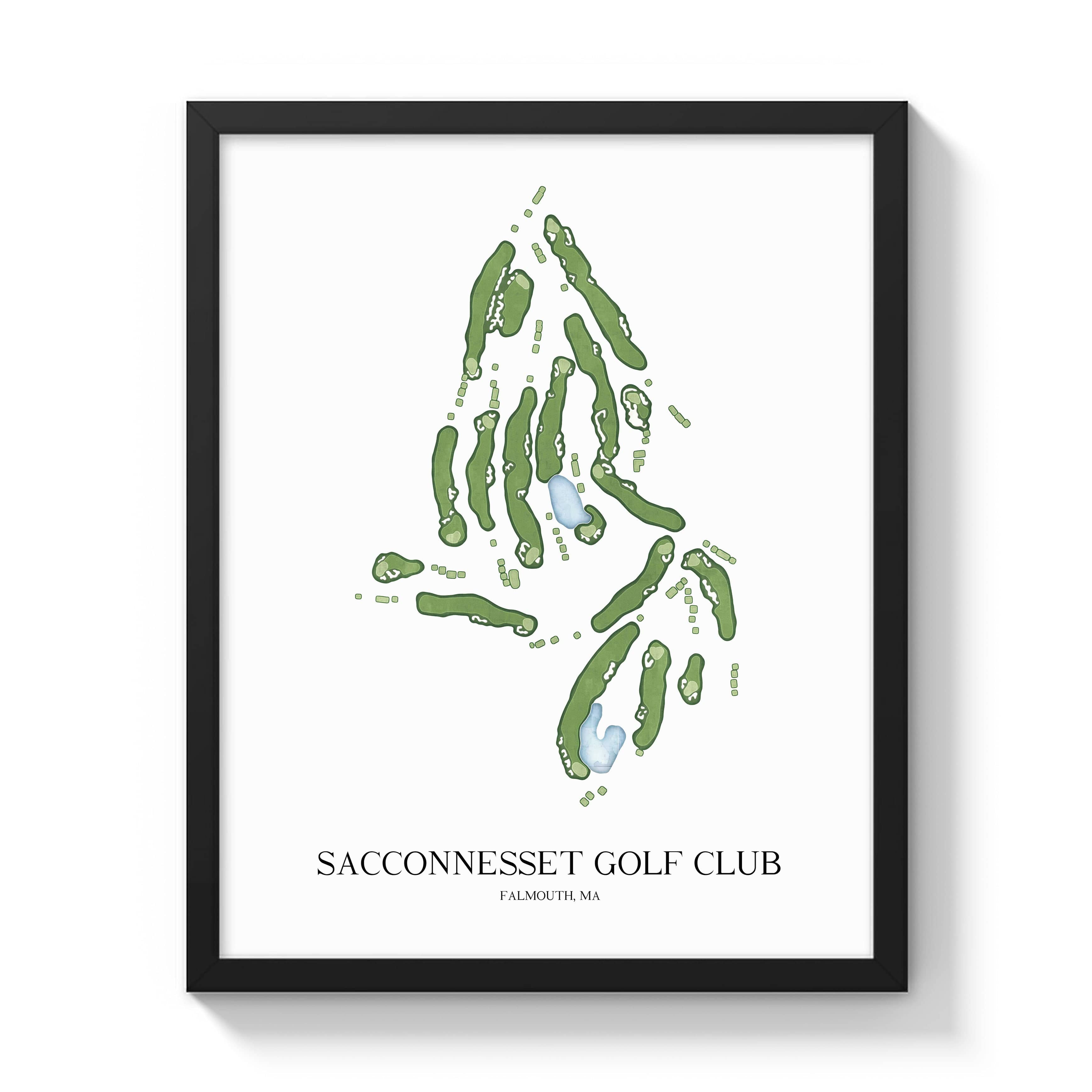 The 19th Hole Golf Shop - Golf Course Prints -  Sacconnesset Golf Club Golf Course Map Golf Map