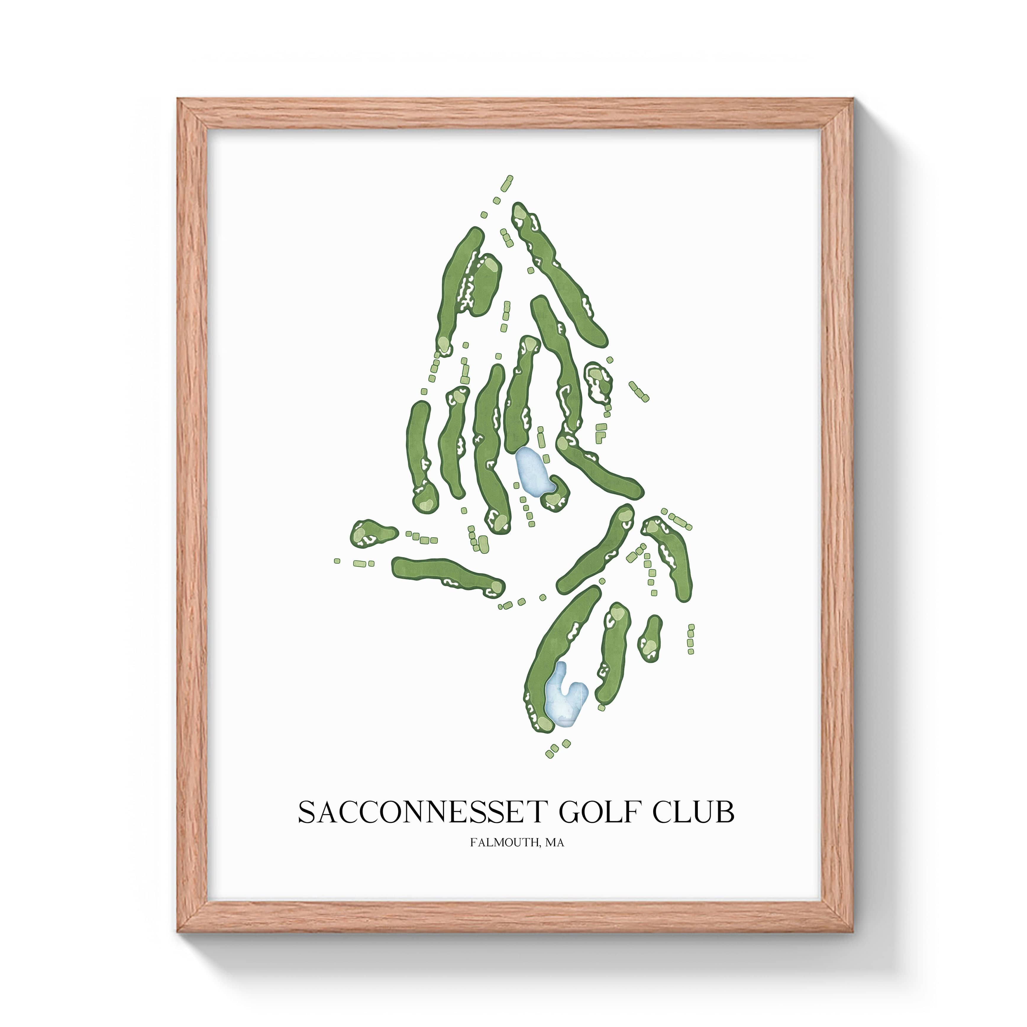 The 19th Hole Golf Shop - Golf Course Prints -  Sacconnesset Golf Club Golf Course Map Golf Map