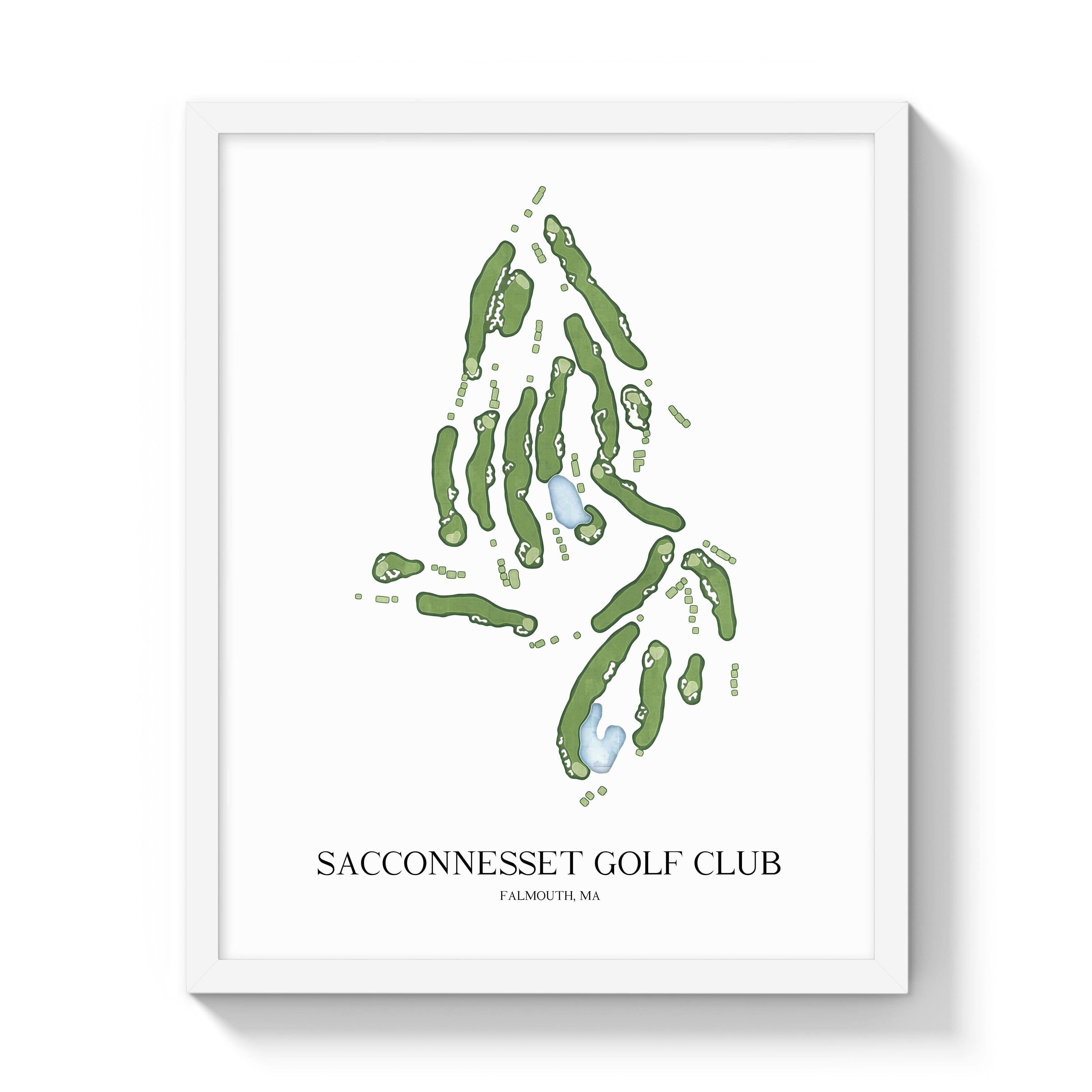 The 19th Hole Golf Shop - Golf Course Prints -  Sacconnesset Golf Club Golf Course Map Golf Map