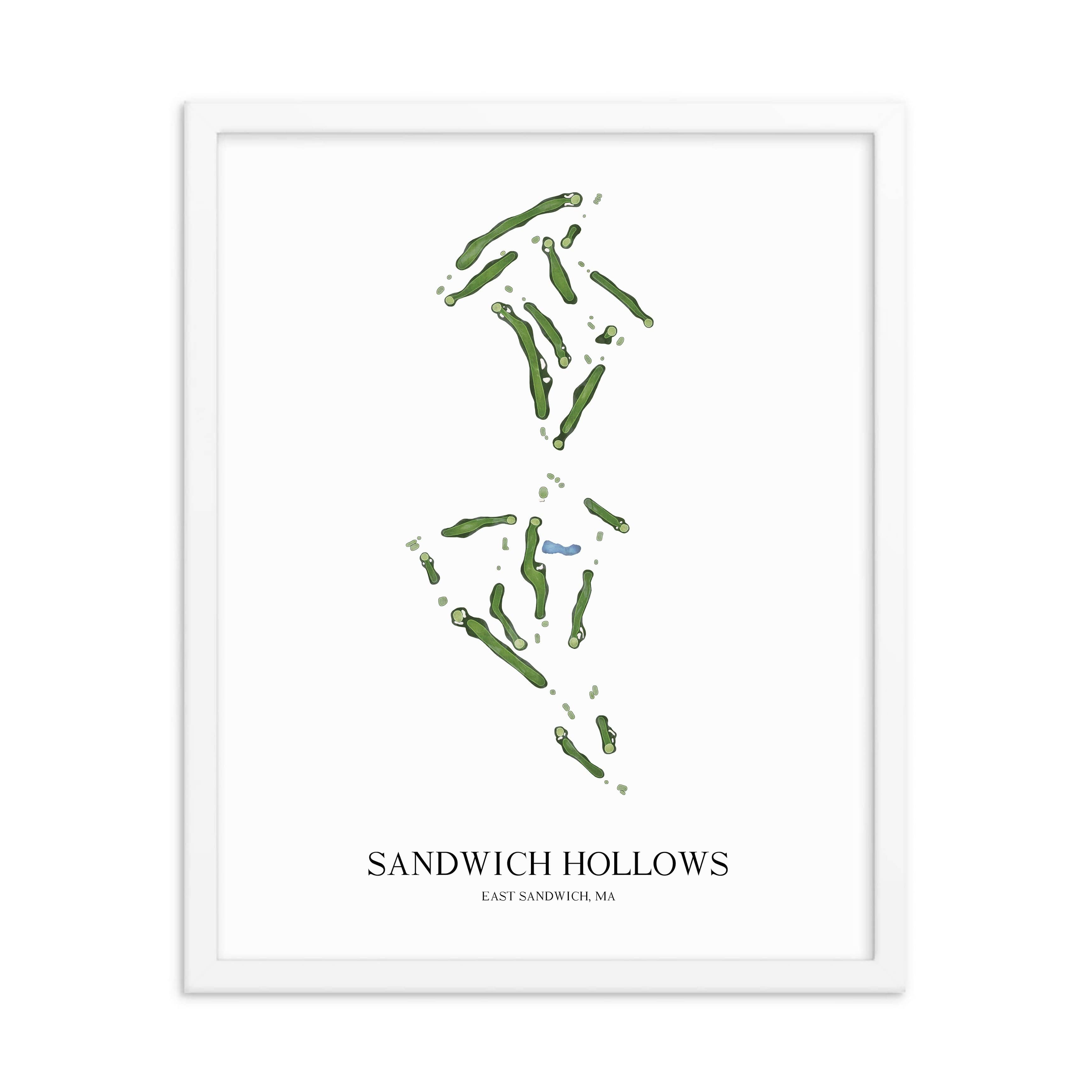 The 19th Hole Golf Shop - Golf Course Prints -  Sandwich Hollows Golf Course Map Golf Map