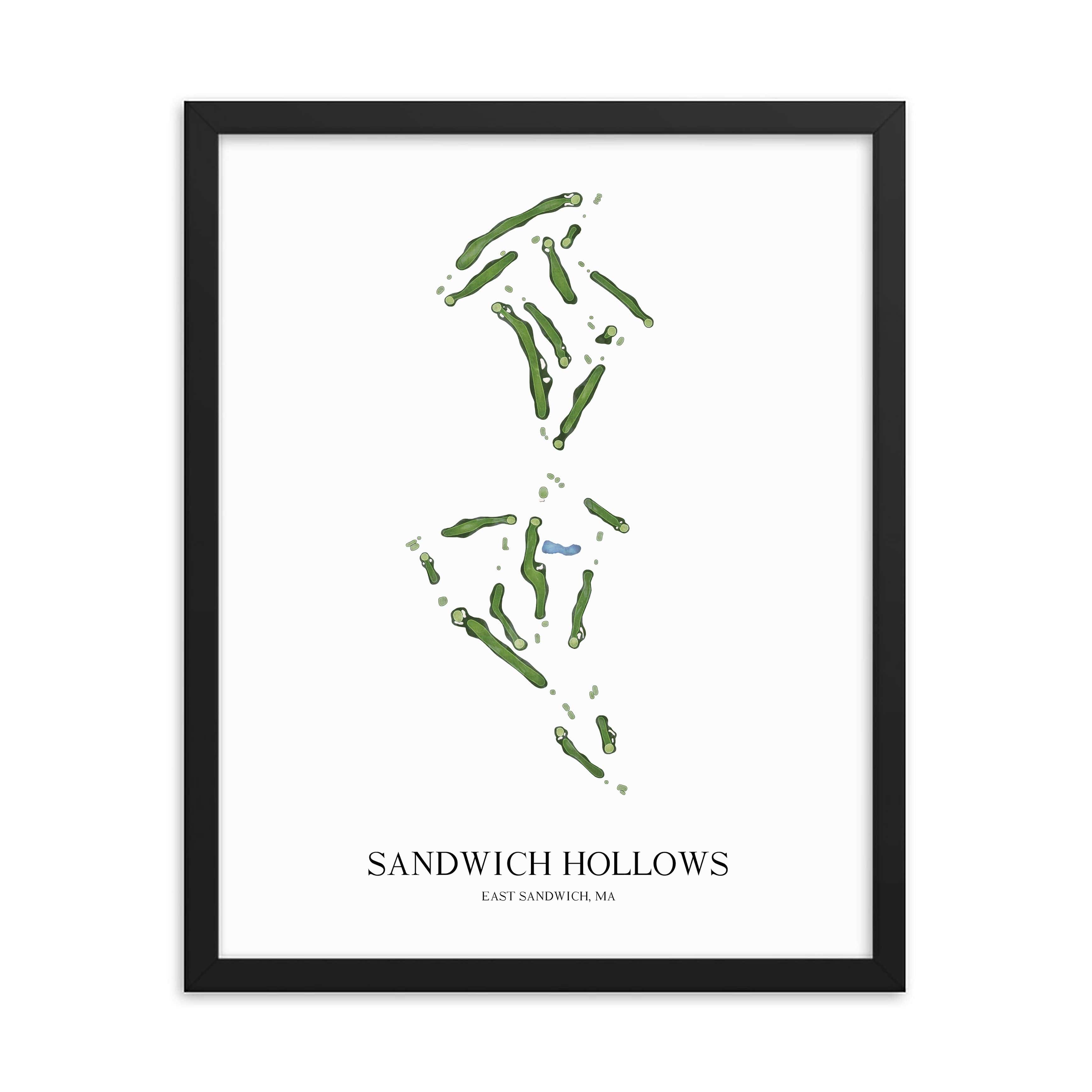 The 19th Hole Golf Shop - Golf Course Prints -  Sandwich Hollows Golf Course Map Golf Map